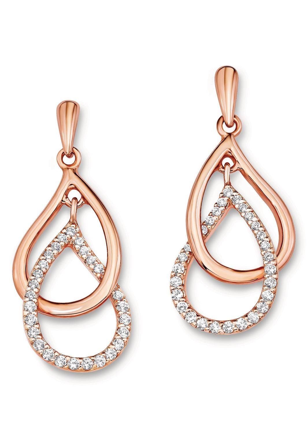 Amor Paar Ohrstecker Tropfen, mit Zirkonia (synth)