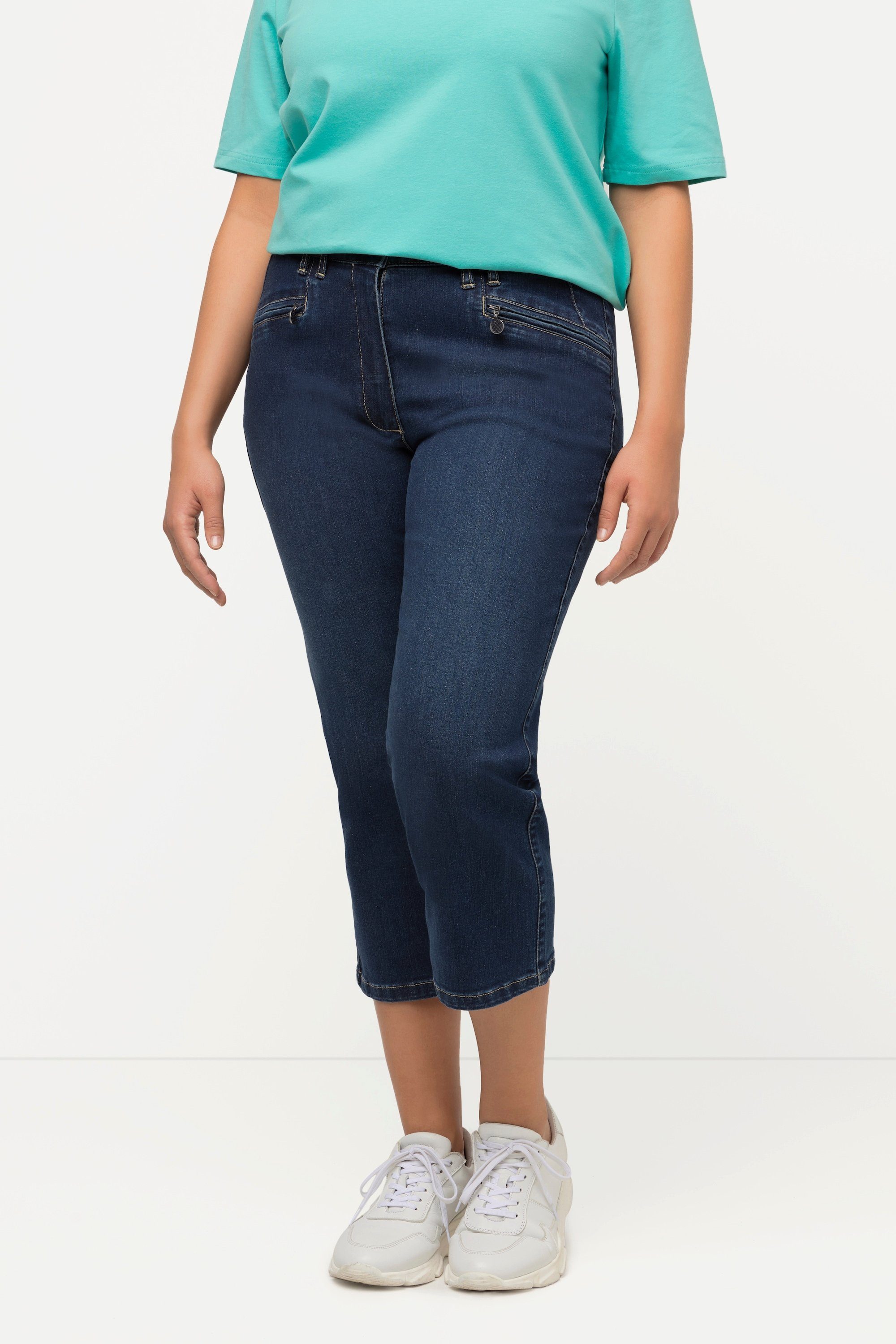 Ulla Popken 7/8-Hose 7/8-Jeans Mony Elastikbund Reißverschlusstaschen