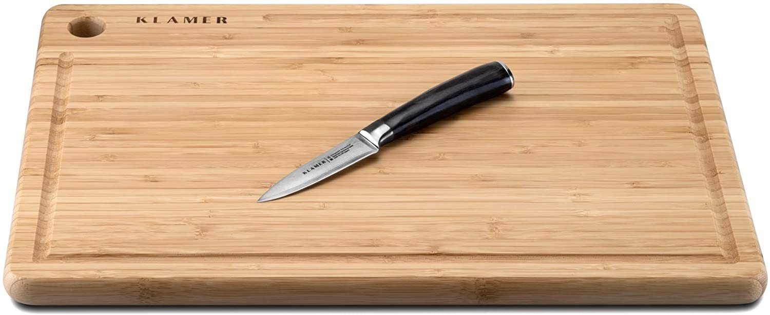 KLAMER Damastmesser Schälmesser 8,6 cm, Obst- und Gemüsemesser, 6cm kleines Messer aus ja…, 67-Lagen Damaststahl, 61 HRC, 13° Schnittwinkel