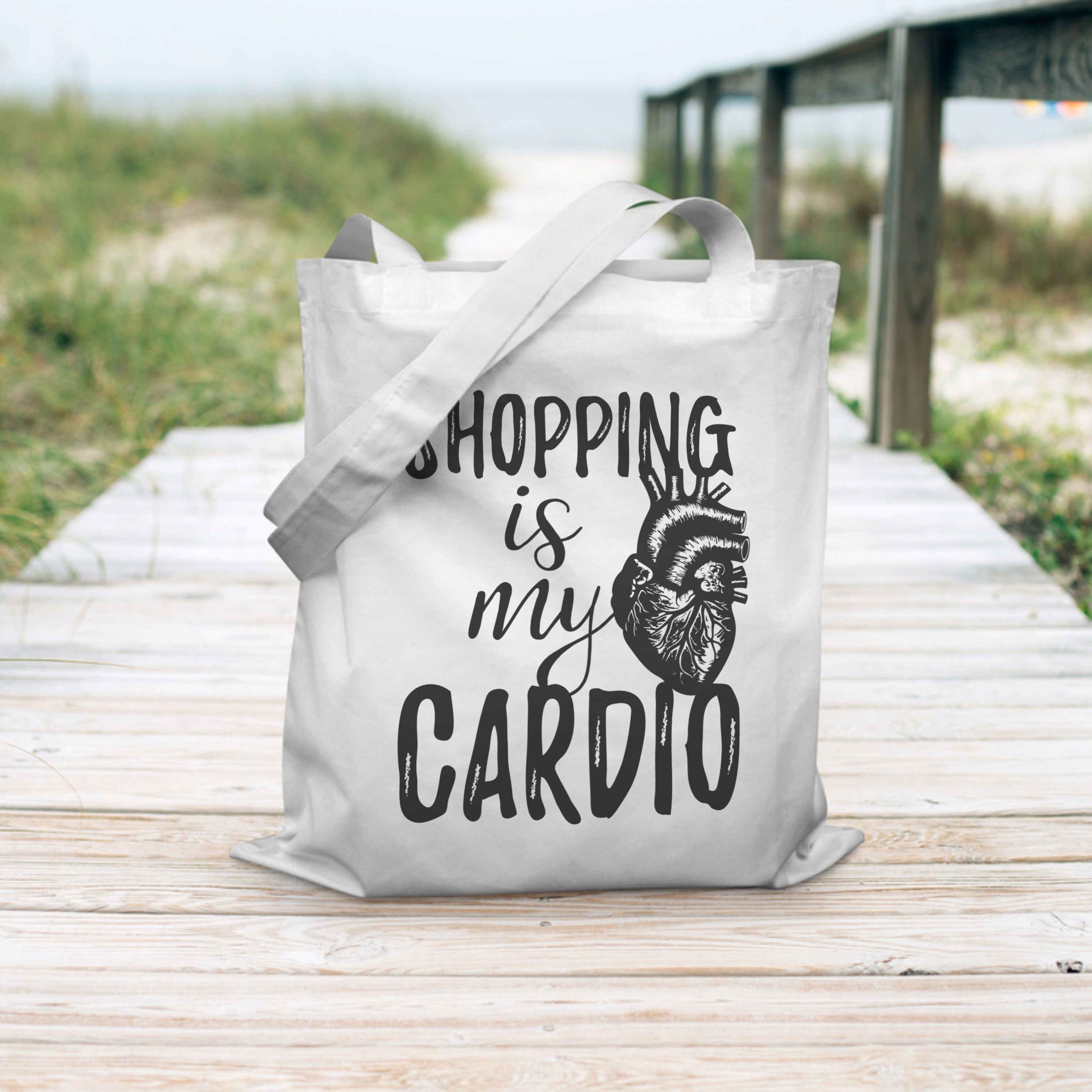PhotoFancy Tragetasche mit Spruch 'Shopping is my Cardio' - Stoffbeutel, mit lustigem Spruch