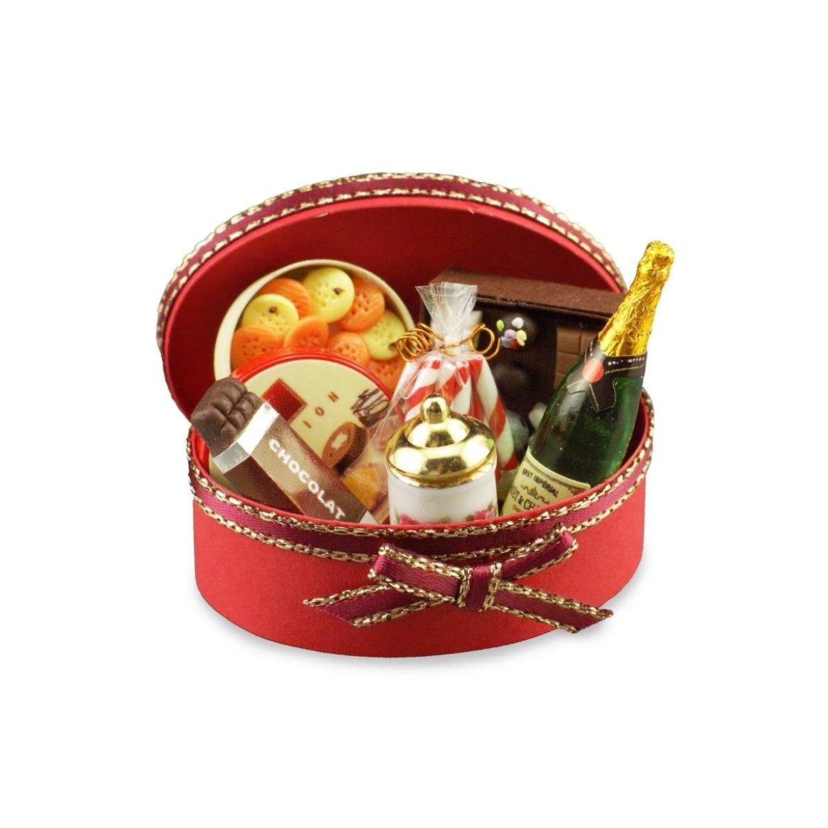 Ovale Miniatur Dekofigur - Reutter Geschenkbox, Porzellan 001.409/6 gefüllt,