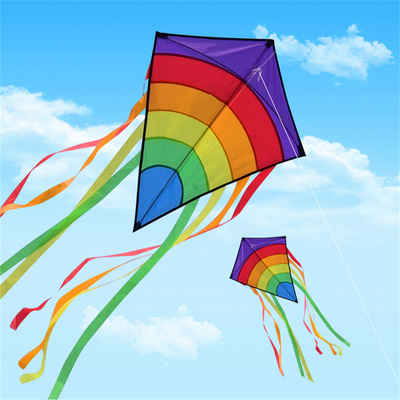 XDeer Kite Flug-Drache Rainbow Lila 64x158cm mit acht Streifenschwänzen, inkl. Drachenschnur Hohe Festigkeit und Haltbarkeit Geschenk