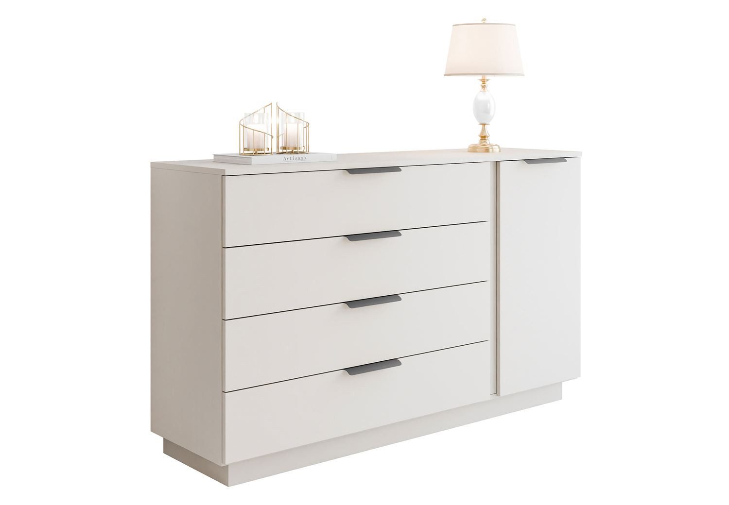 Lookway Kommode LINA KASCHMIR 1D4S mit LED-Beleuchtung auf Sockel, Breite: 138 cm