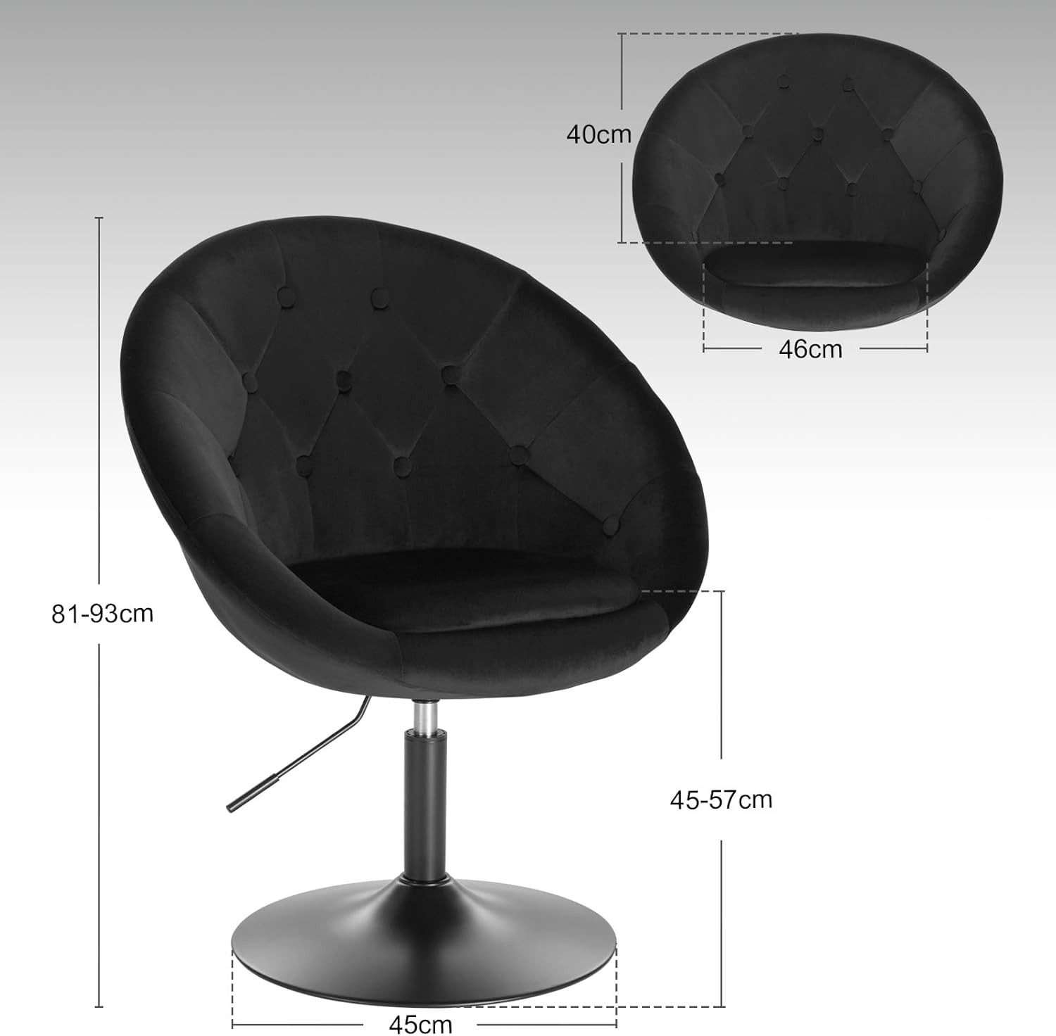 Woltu Barhocker (1 St), Barsessel stufenlose Höhenverstellung, Samt
