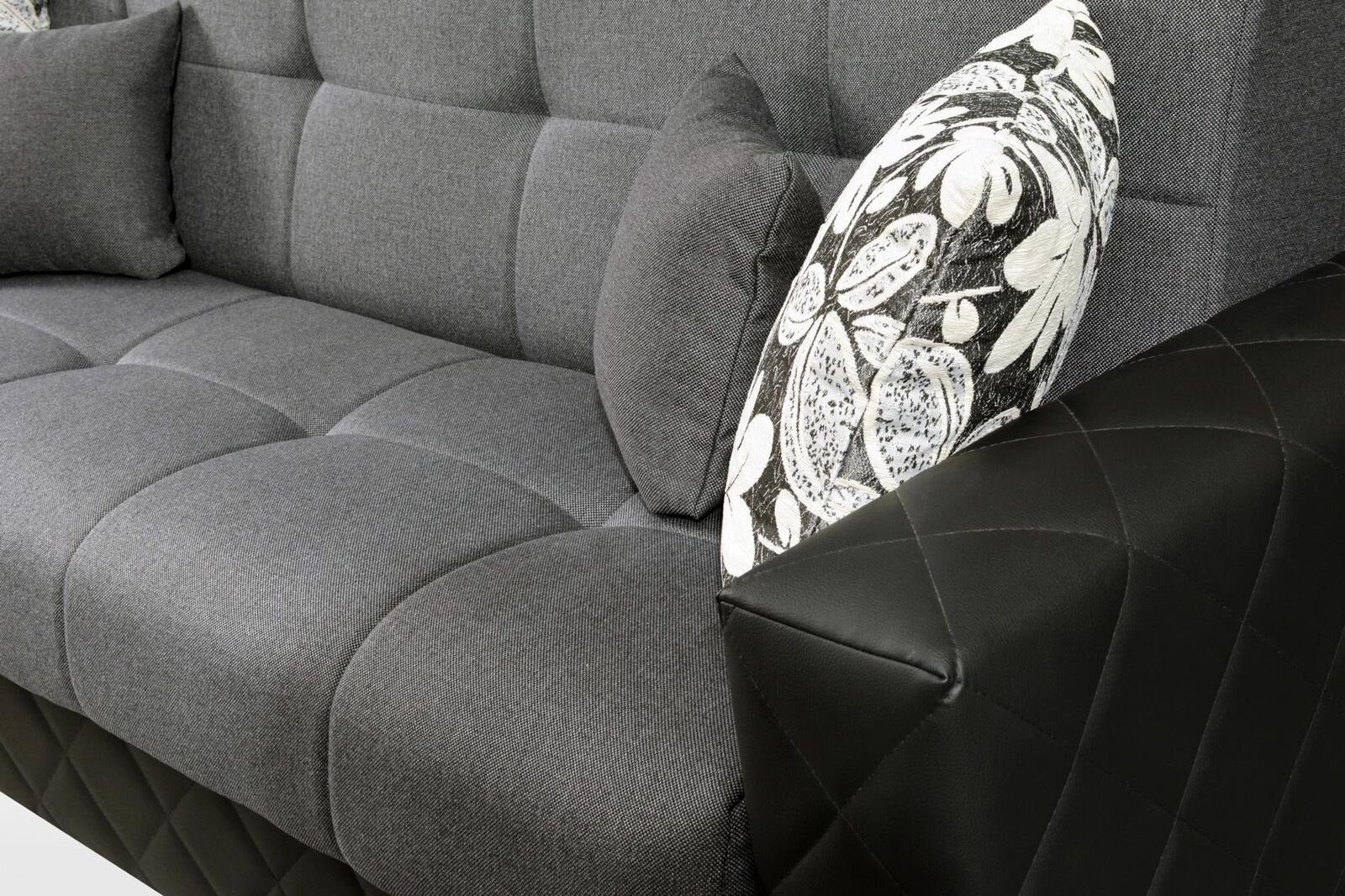 Dreisitzer Neu, Europe Grau-schwarz in Sofa Edler JVmoebel Couch Made Polstermöbel