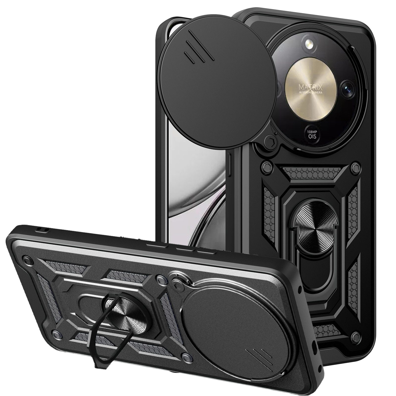 betterfon Handyhülle Panzer Hülle für Honor Magic 8 Lite Outdoor Case mit Kameraschutz, Outdoorhülle mit Ringhalter Smartstand und Silikonkern
