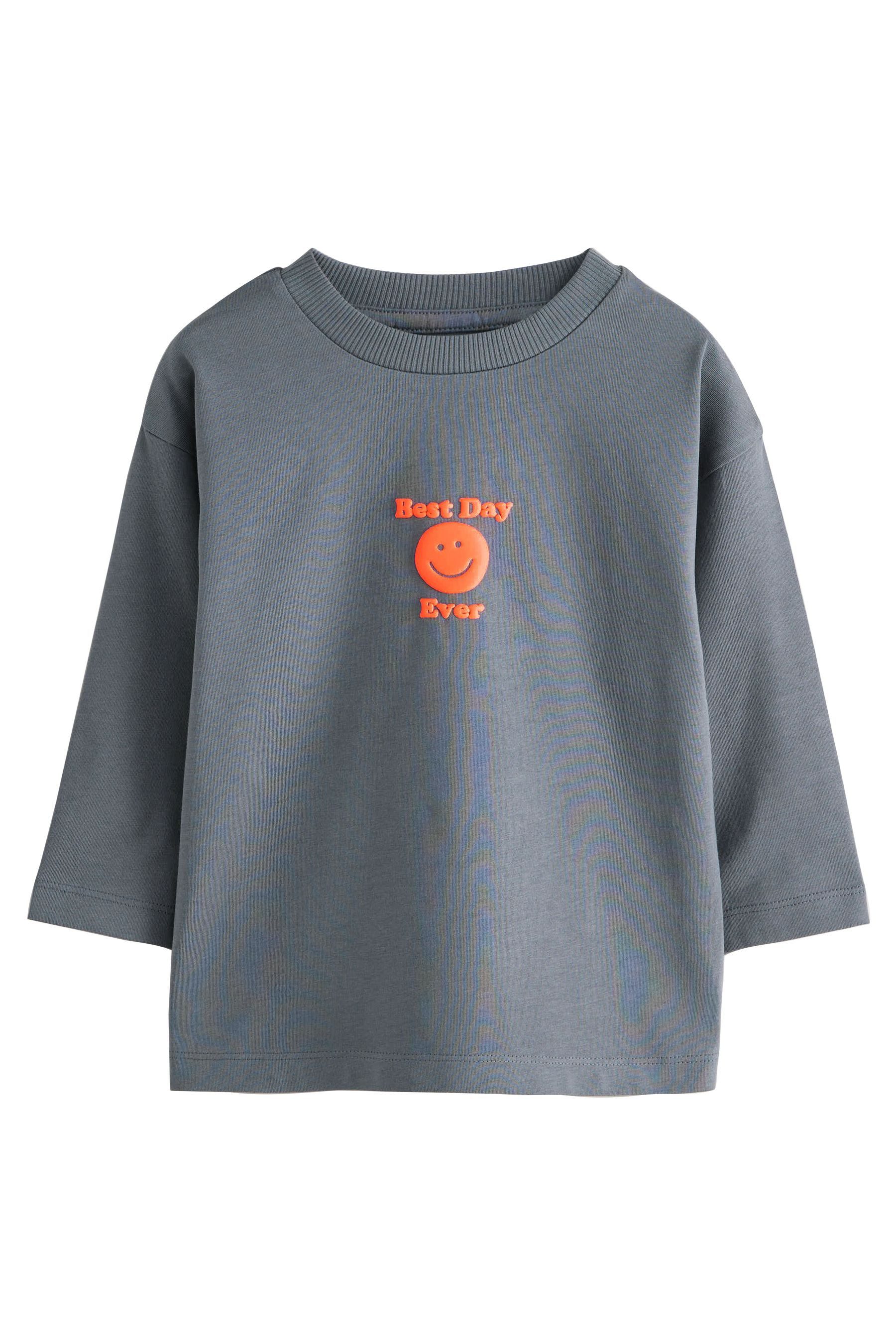 Next Langarmshirt Langarmshirt mit kleinem Grafikprint (1-tlg)