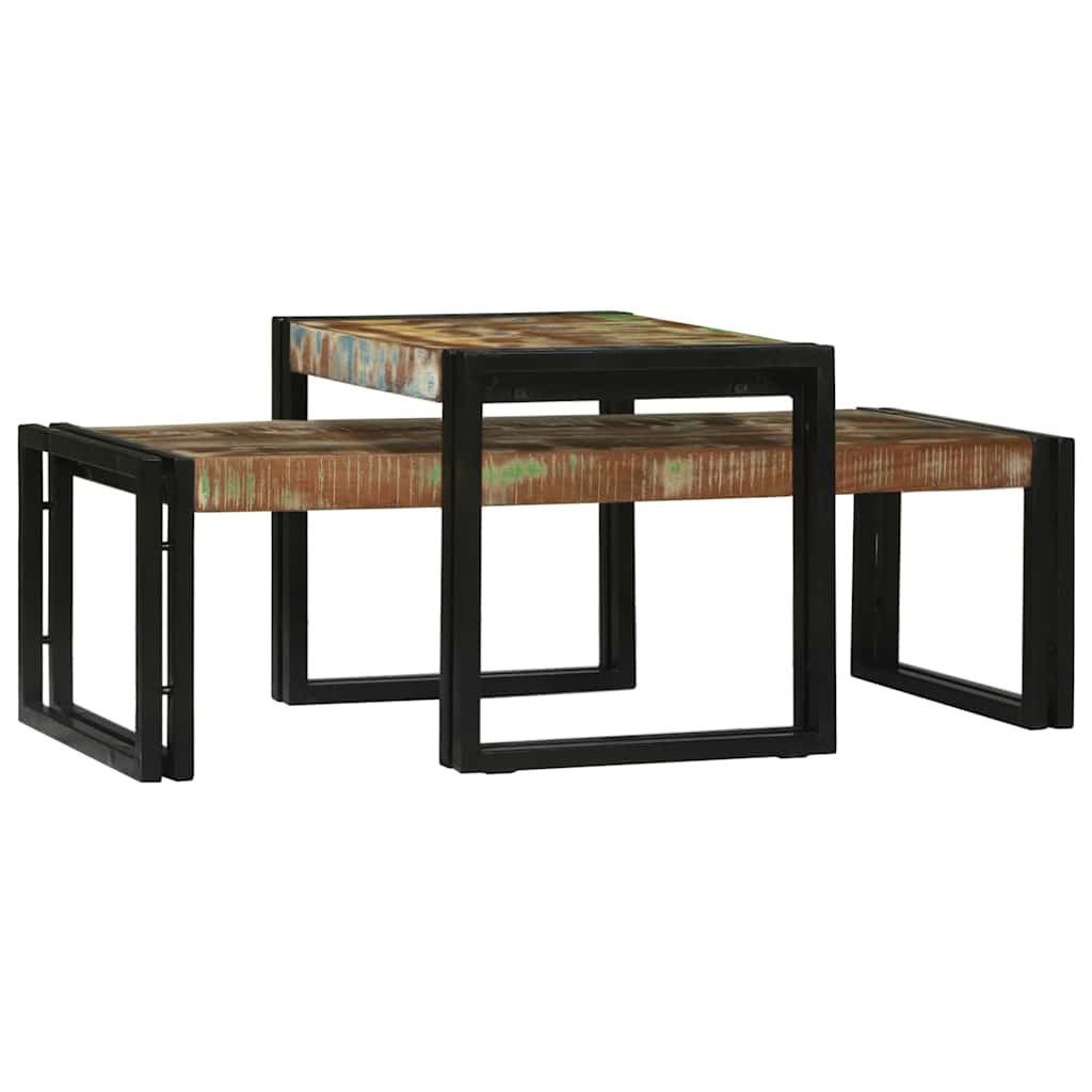 vidaXL Couchtisch Couchtisch 2 pcs Mehrfarbig Massives upgecyceltes Holz (2-St)