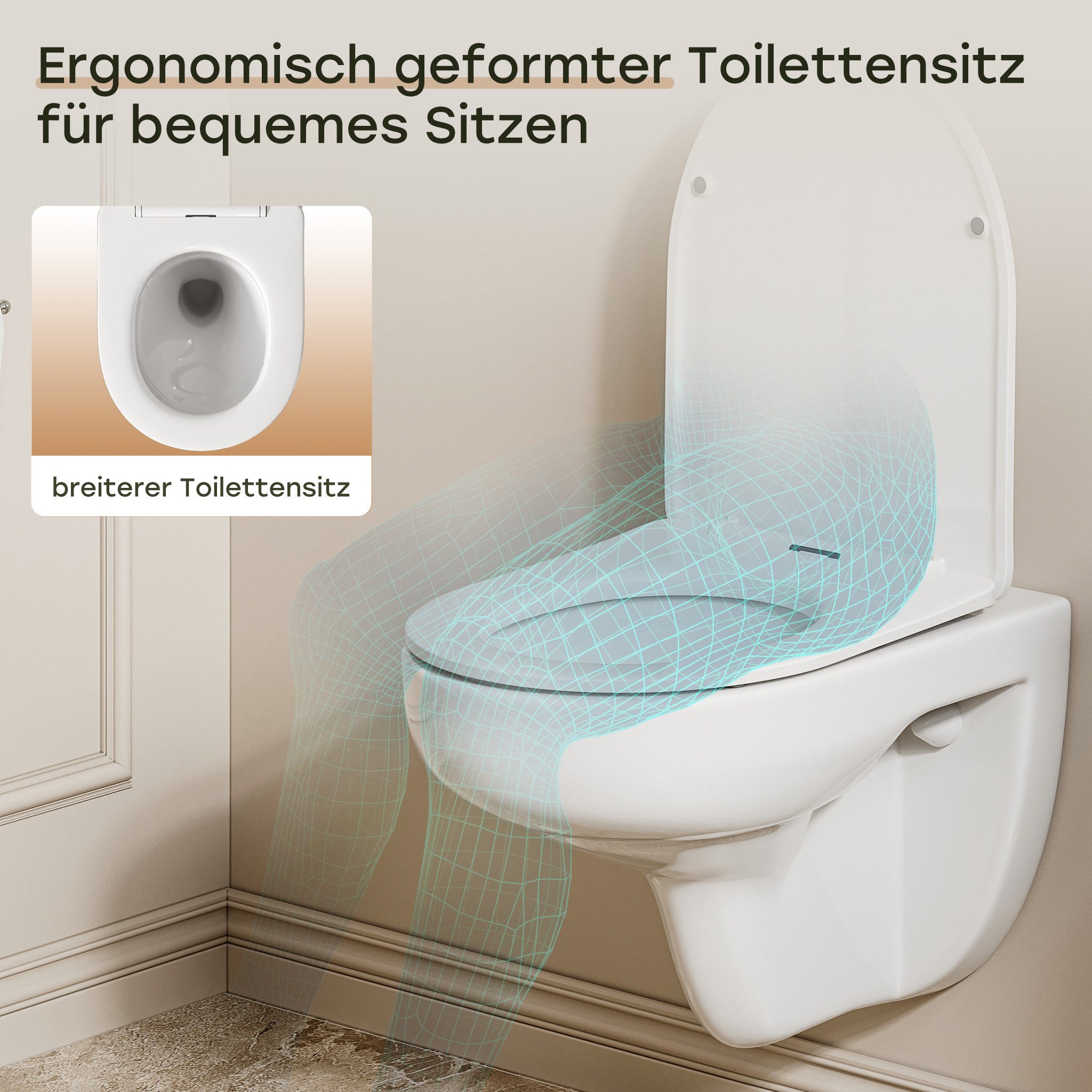 HOROW WC-Komplettset Vorwandelement WC WC-Komplettset Spülkasten hänge WC Set, wandhangend, (Toilette mit Spülkasten Spülrandloses WC Wand WC Spülrandlos) – Bild 3 von 5