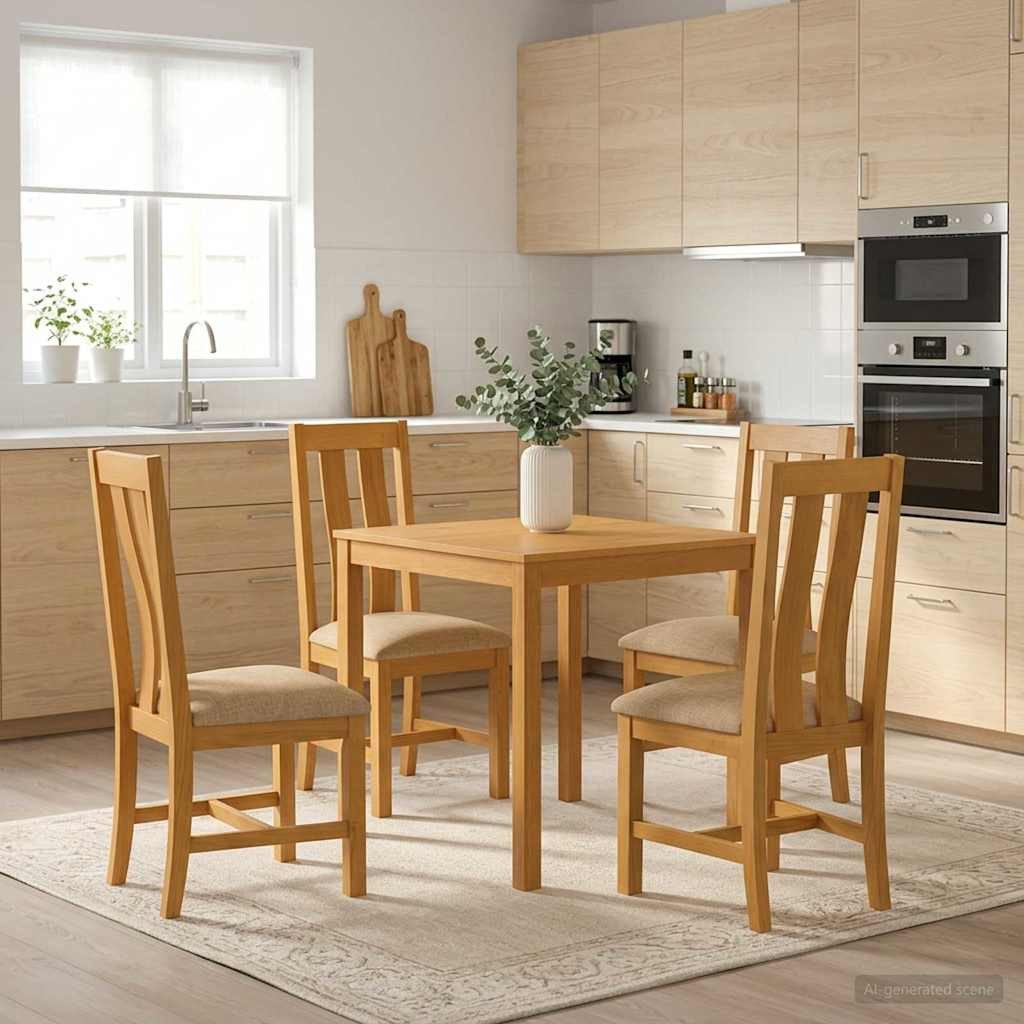 vidaXL Gartenlounge-Set Essgruppe 5 stk. Beige Massivholz Eiche, (5-tlg)