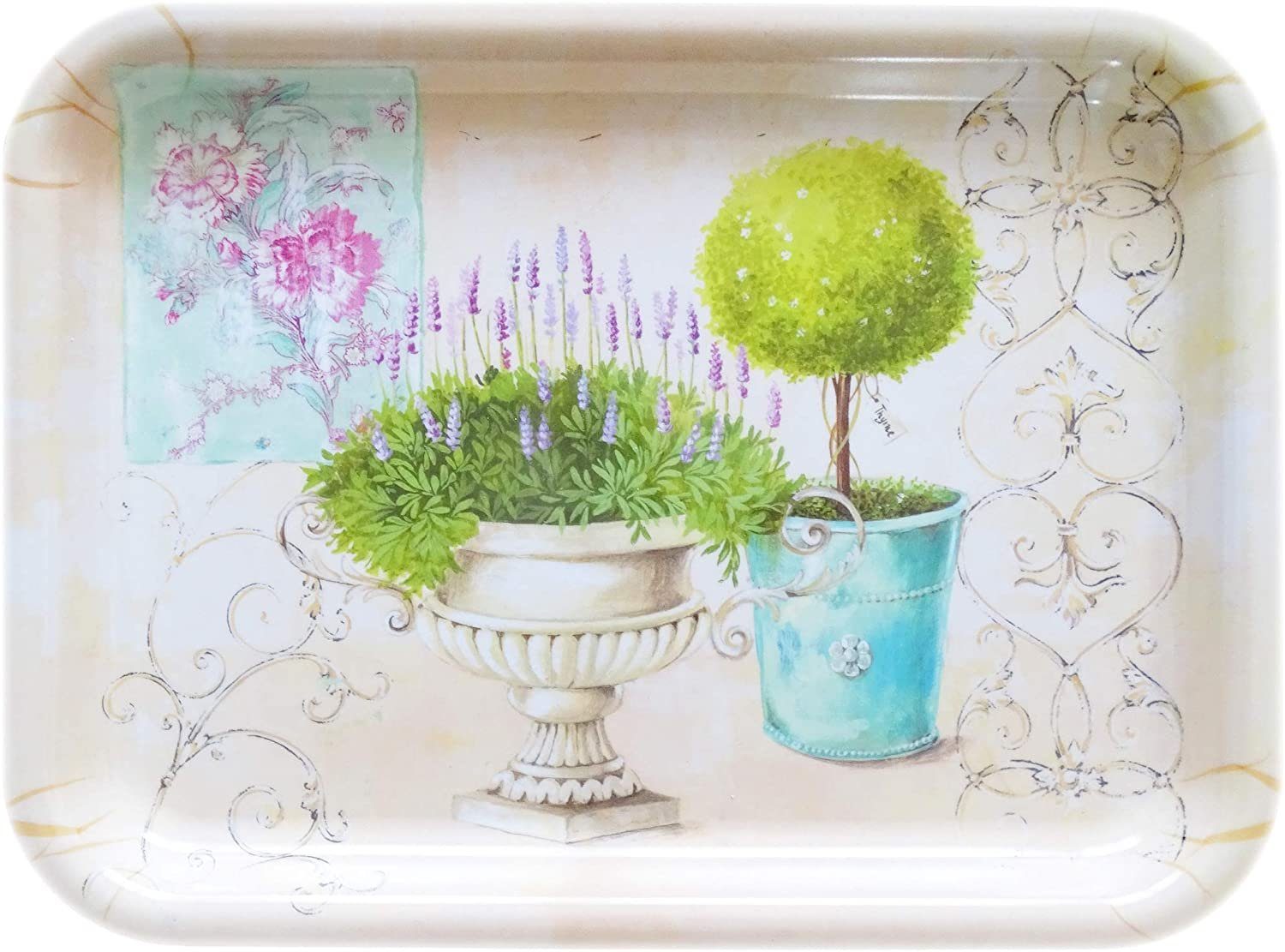 Lashuma Tablett Garten, Kunststoff, (1-tlg), Hell gelbes Dekotablett für Küche 31x23 cm