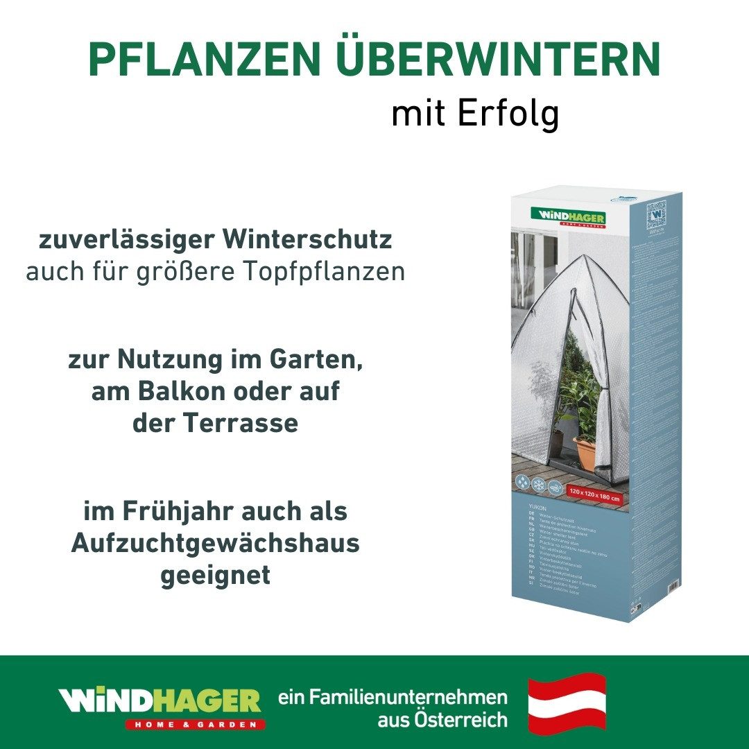 Windhager Winterschutzvlies Yukon, Winterschutzzelt für Pflanzen, (1-St), Winterquartier für Garten, Balkon, Terrasse 1,8 m hoch