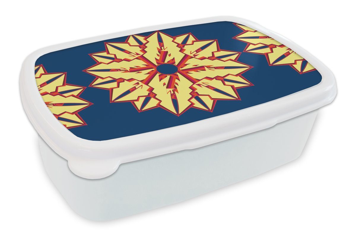MuchoWow Lunchbox Sterne - Muster - Abstrakt, Kunststoff, (2-tlg), Brotbox für Kinder und Erwachsene, Brotdose, für Jungs und Mädchen weiß