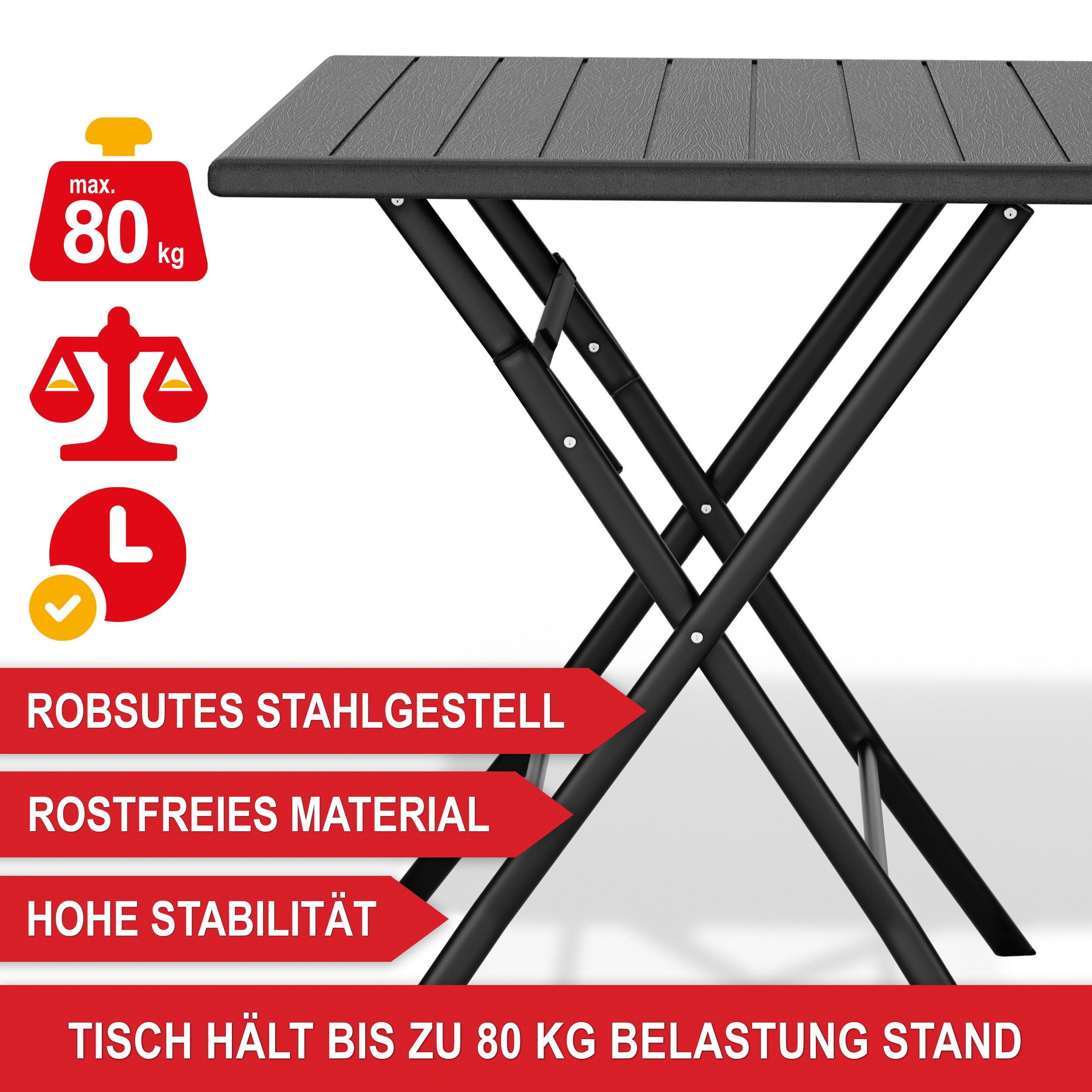 Onbest Klapptisch Balkontisch mit Holzoptik klappbar, günstig online kaufen