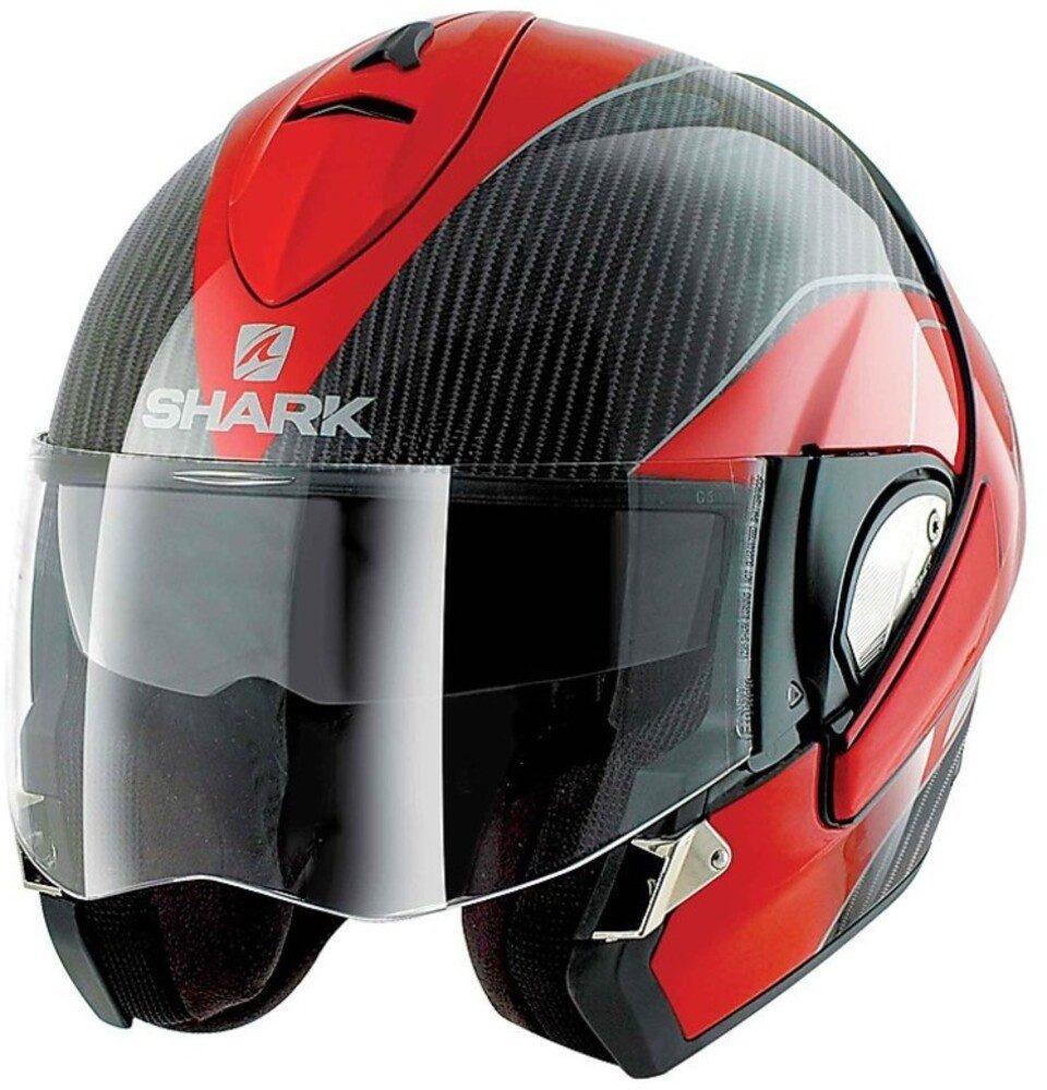 SHARK HELMETS Motorradhelm Shark Klapphelm Evoline Pro Carbon, schwarz/rot, Gr.XS
