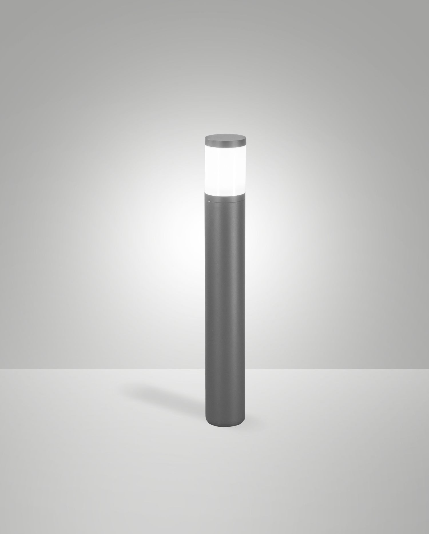 Licht-Erlebnisse Pollerleuchte MOLAR, ohne Leuchtmittel, Aluminium 65 cm hoch IP54 Dunkelgrau Weiß E27 rund