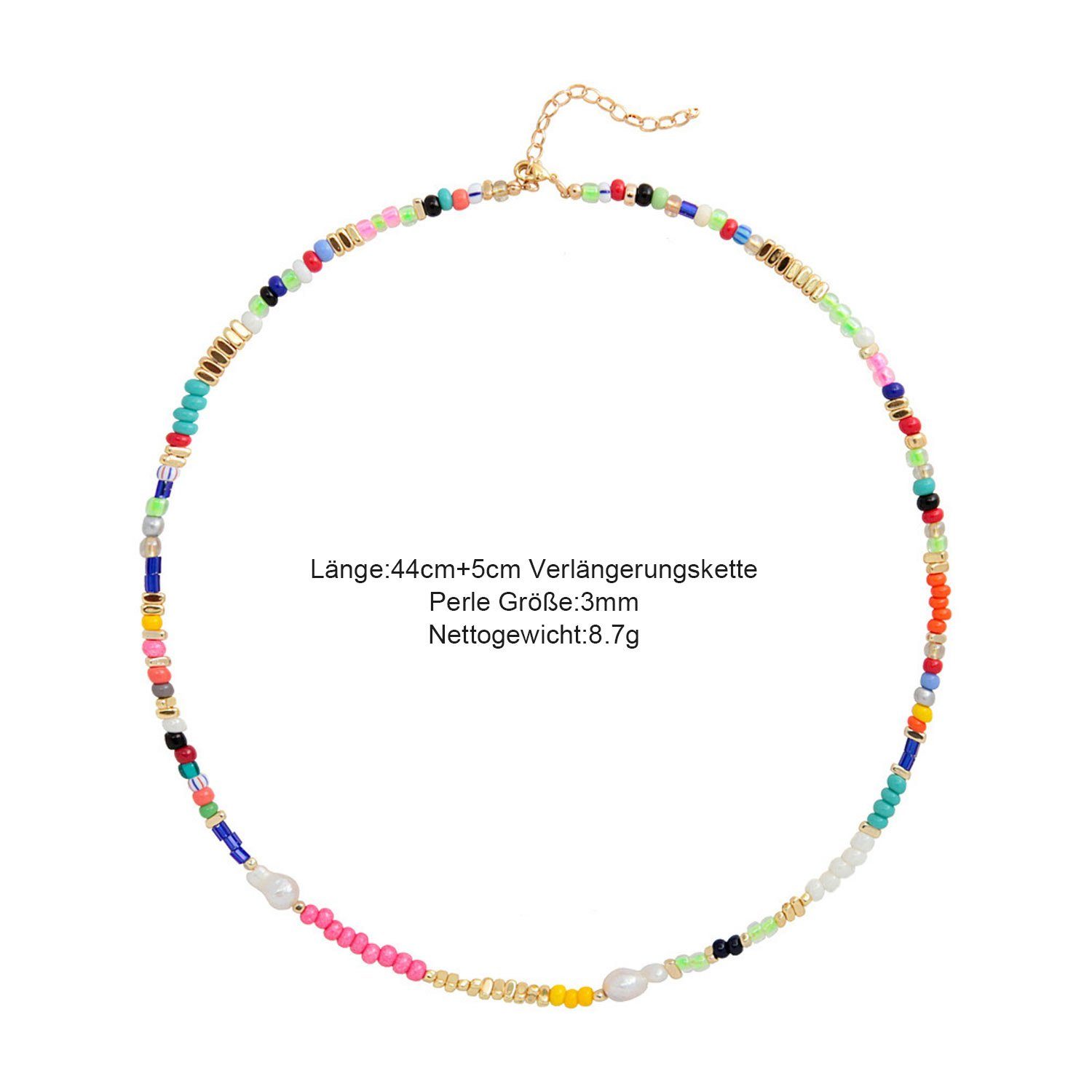 MAGICSHE Perlenkette Süßwasserperlen Layered vergoldet Edelstahl Frauen, aus Halskette NK8002d für Halskette 18K
