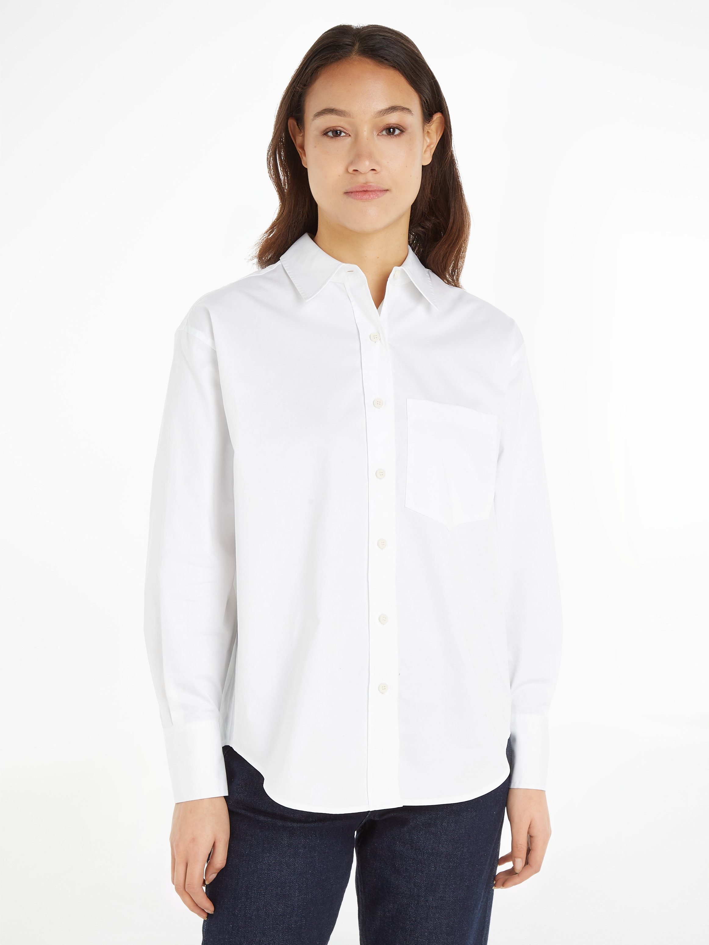 Calvin COTTON Klein Hemdbluse Knopfleiste mit RELAXED SHIRT durchgehender