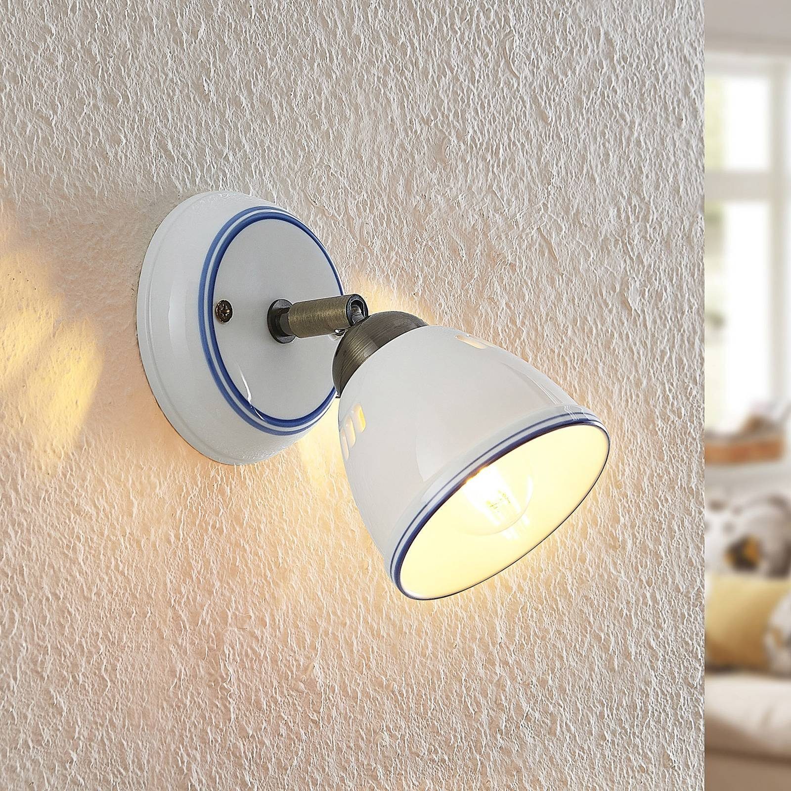 Lindby Deckenstrahler Eneas, Keramik Weiß IP20, 1 x 25 W