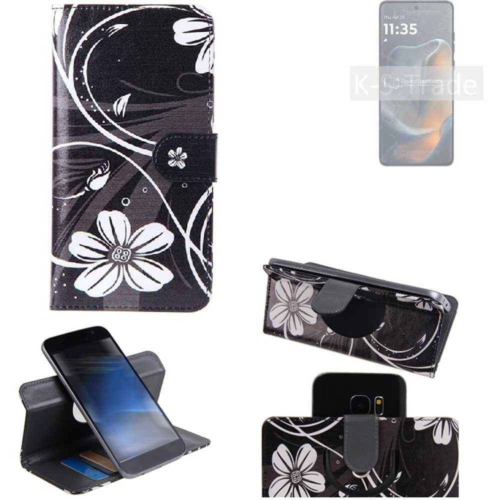 K-S-Trade Handyhülle für Motorola Edge 60, Schutzhülle Handyhülle Hülle 360° Wallet Case “Flowers“