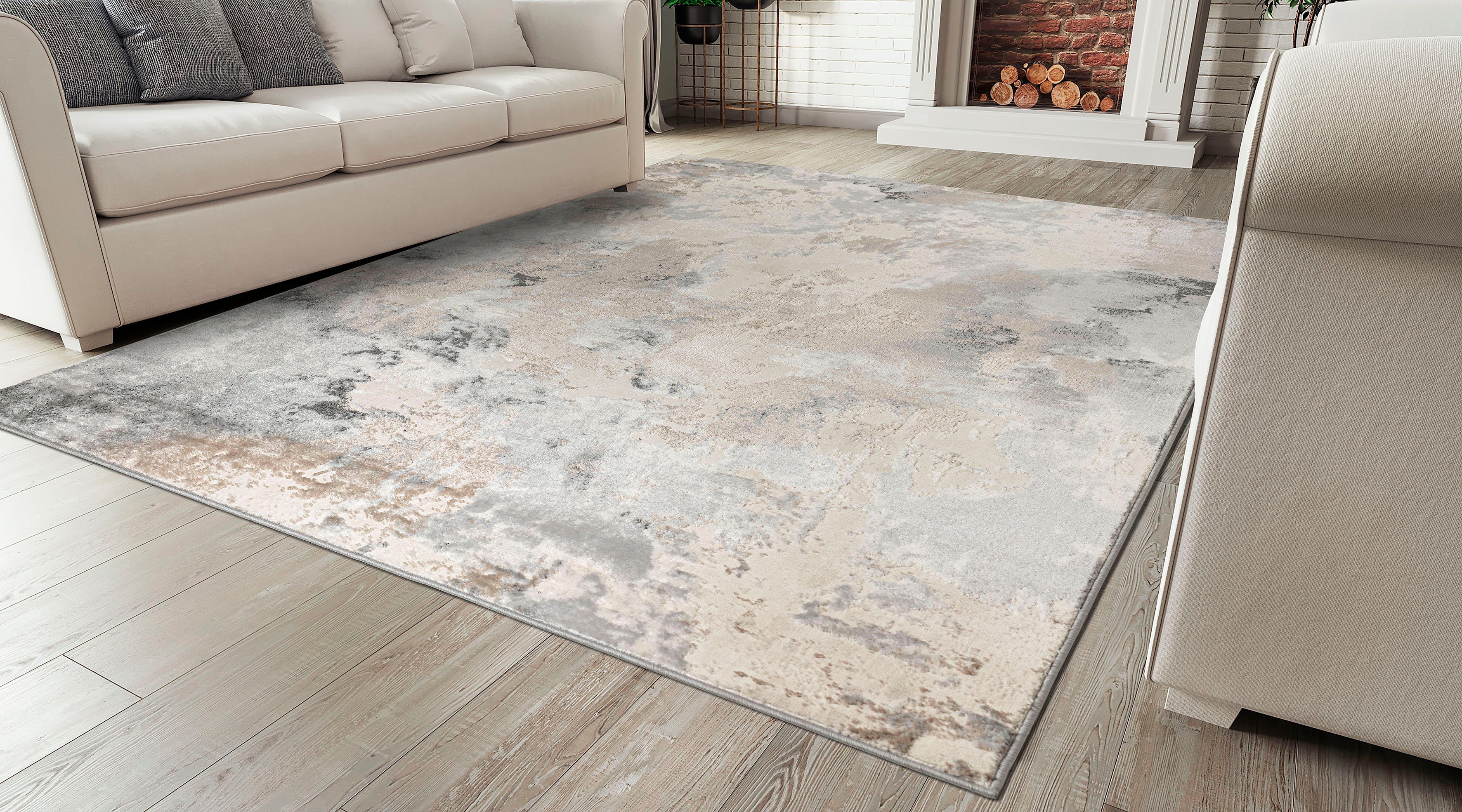 my home Teppich Hamar, rechteckig, Höhe: 8 mm, weiche Haptik, Marmor-Optik, modernes Design, Wohnzimmer