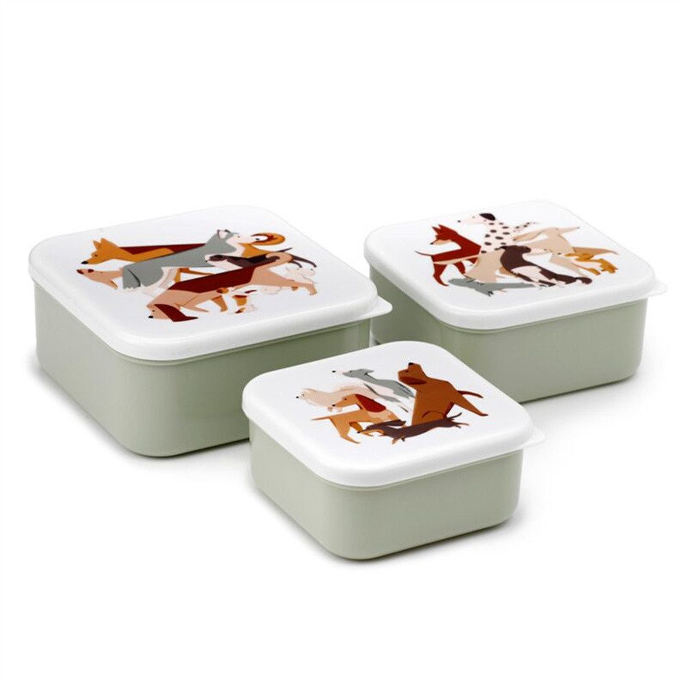 Puckator Lunchbox Snack Boxen Barks, Kunststoff, BPA-frei, (Set, 3-tlg., Hunde), ca. 13,5 x 13,5 x 6 cm, 800ml (große Box)