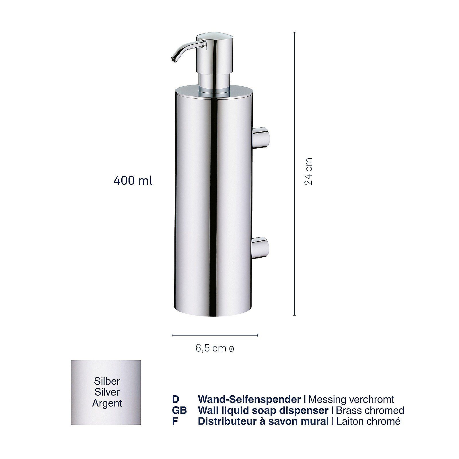 kela Seifenspender Brass, aus Messing mit Wandhalterung, 400 ml