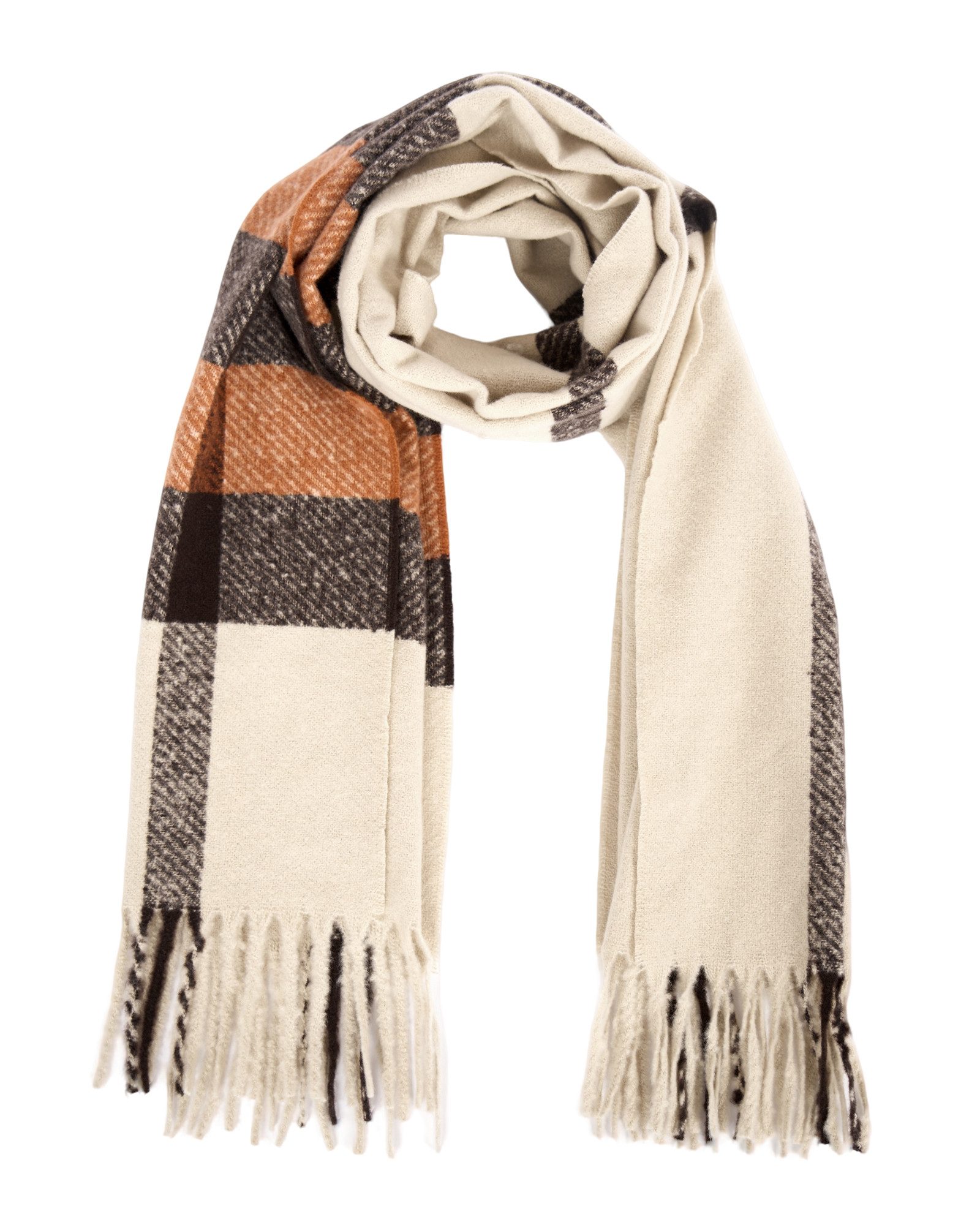 Miss Lulu Modeschal Weicher Karo-Schal für Damen, 177 × 66 cm mit Fransen, warmer Schal