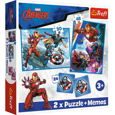 Trefl Spiel, Kinderspiel Trefl 93333 Marvel Avengers 2in1 Puzzle + Memo, Made in Europe