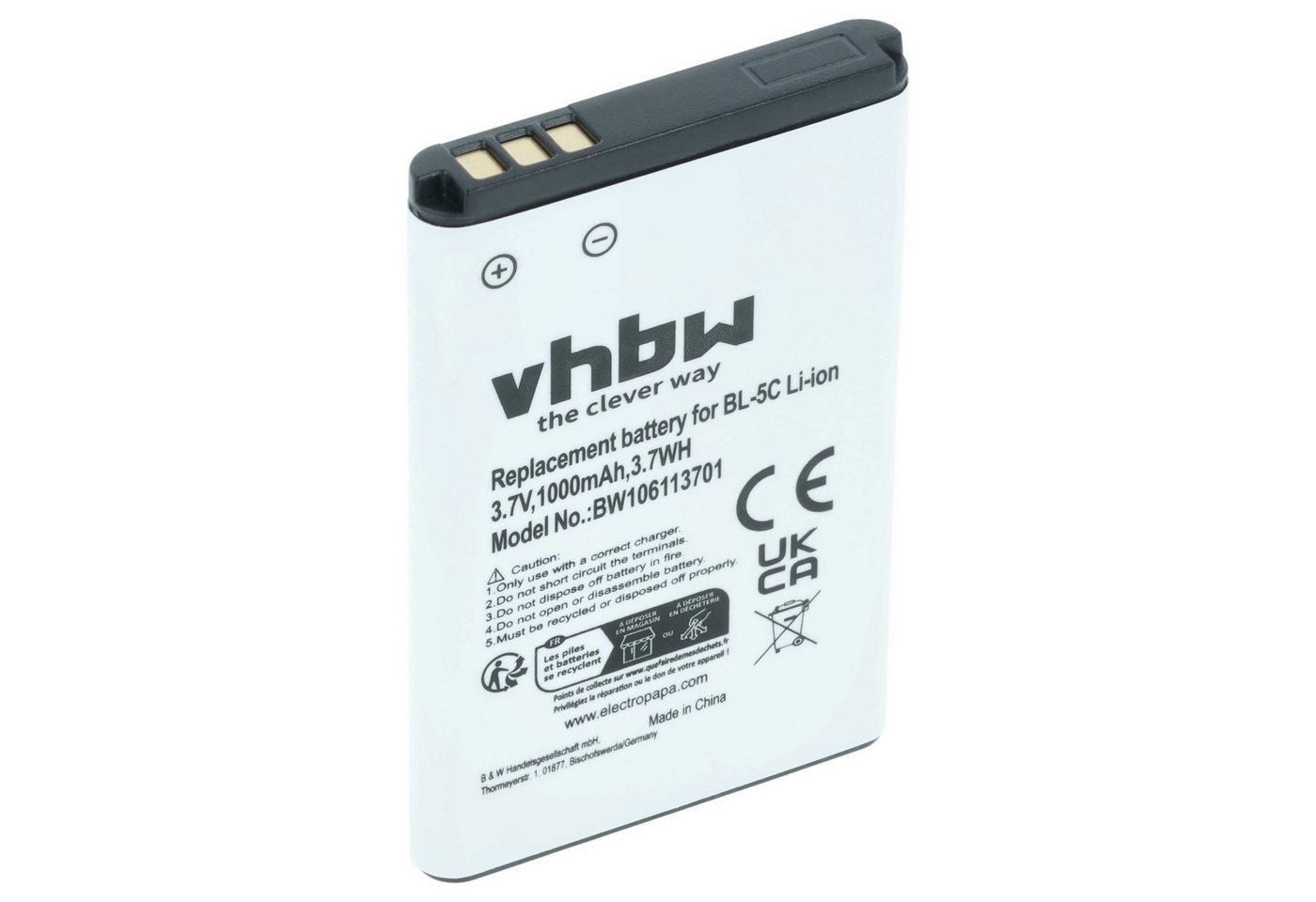 vhbw Akku passend für Doro Primo 215, 405 Mobilfunk (1000 mAh, 3,7 V, Smartphone-Akku Akku Li-Ion 1000 mAh (3,7 V, 1 St), Leistungsfähiger Austausch-Akku für Telefon, Smartphone