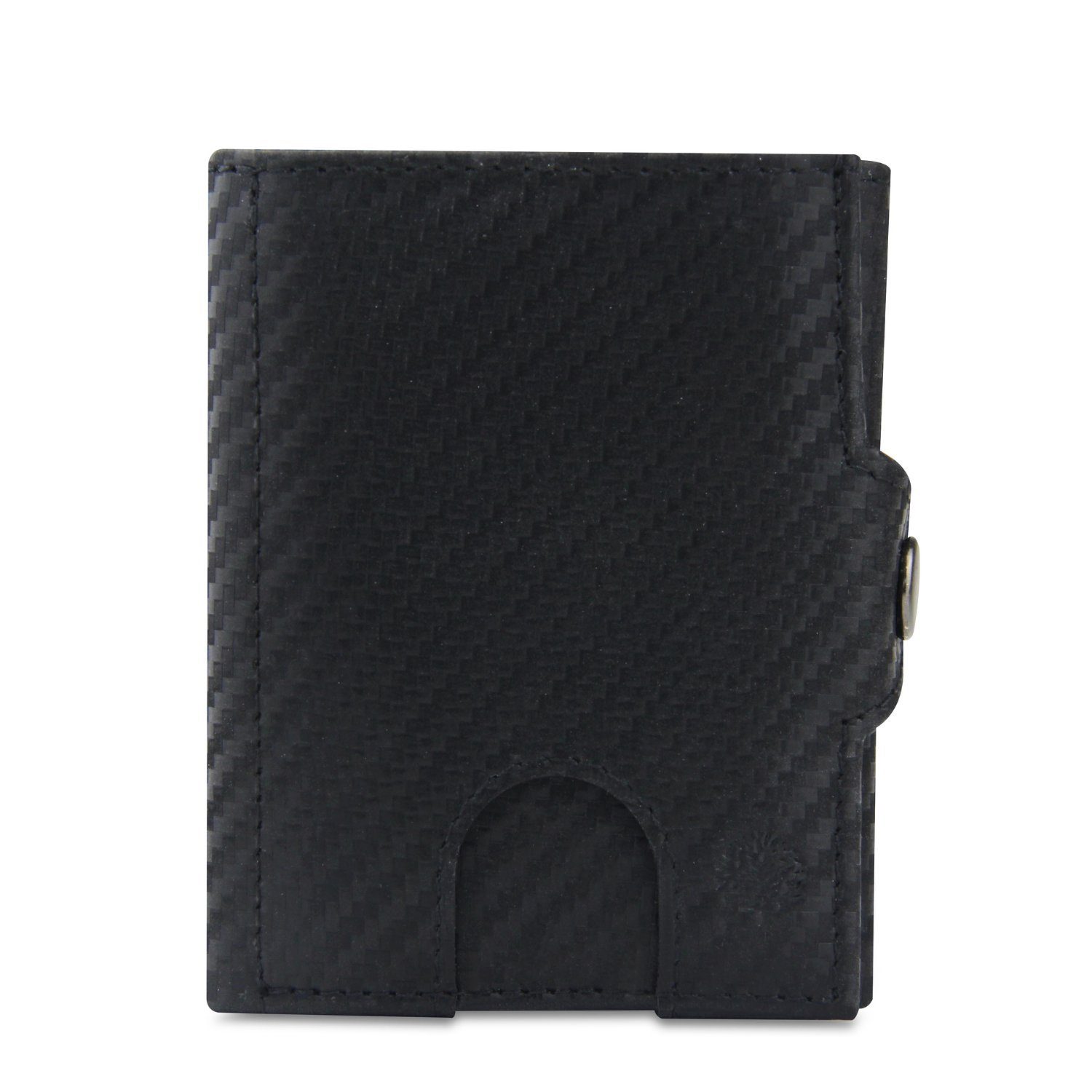 Frentree Mini Geldbörse Slim Wallet mit RFID-Schutz - Geldbörse aus echtem Leder - Mini, Geldbeutel mit Münzfach - Echtleder Portemonnaie Kartenetui Klein Carbon