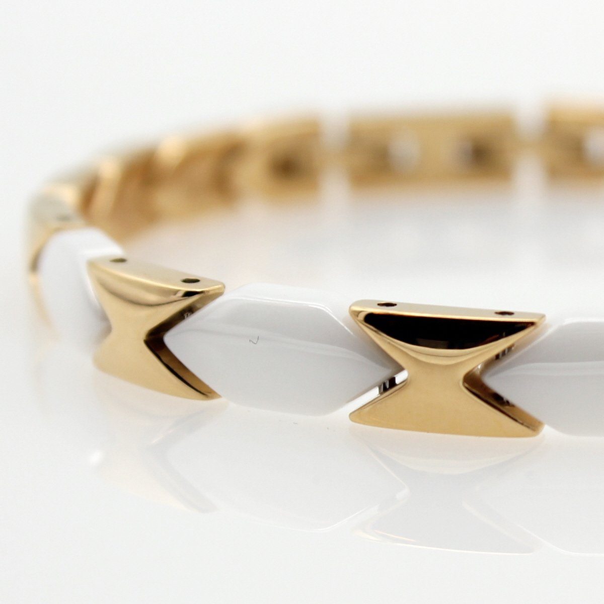 ELLAWIL Armband Geschenkschachtel inklusive cm, Klassisches Edelstahl/Keramik), Gliederarmband Basic (Armbandlänge und aus Weiß/Gold Keramik Edelstahl 20