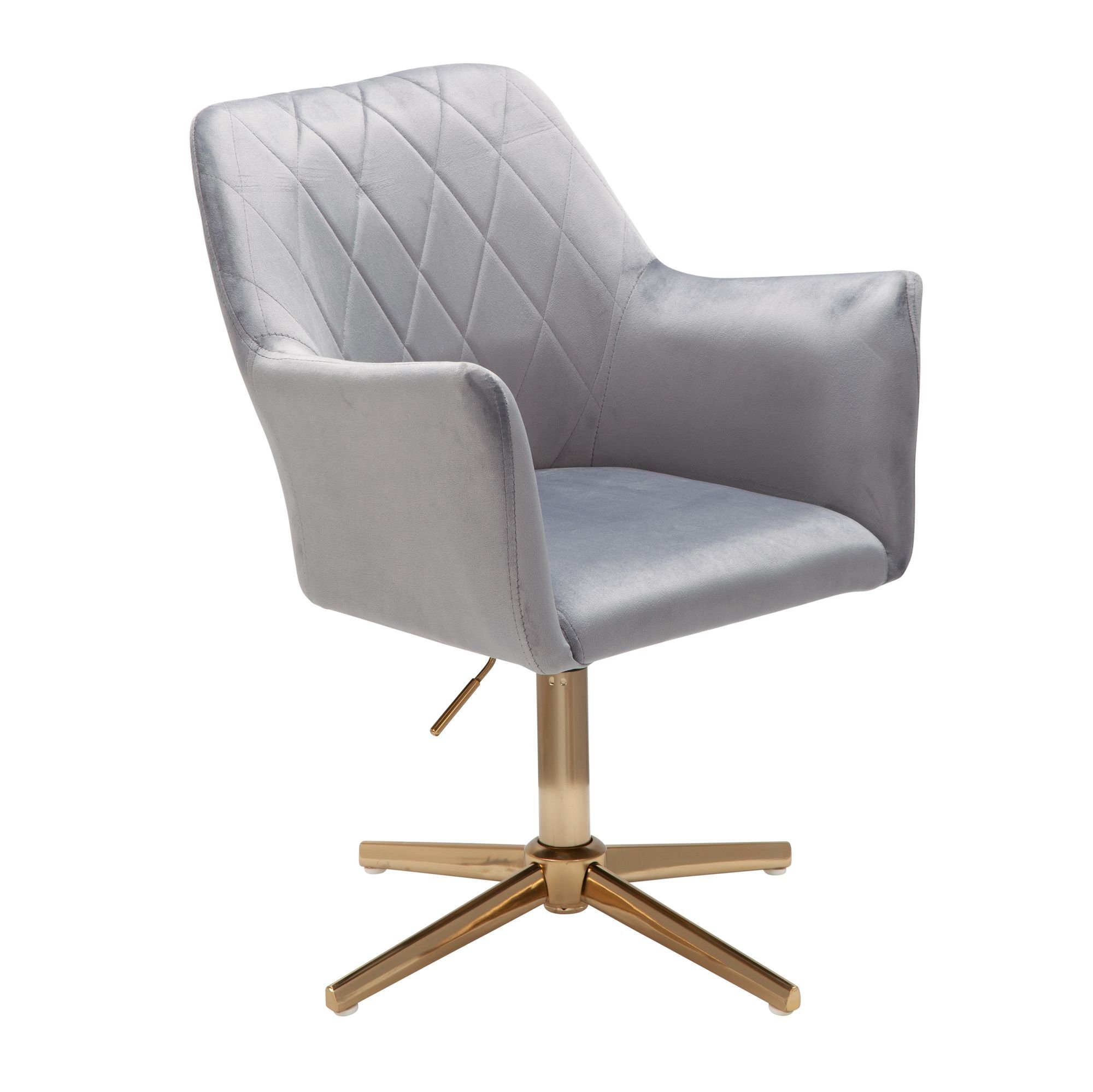 Wohnling Drehstuhl »WL6.305«, Grau Samt Design Schreibtischstuhl mit Lehne Schalenstuhl 120 kg ...