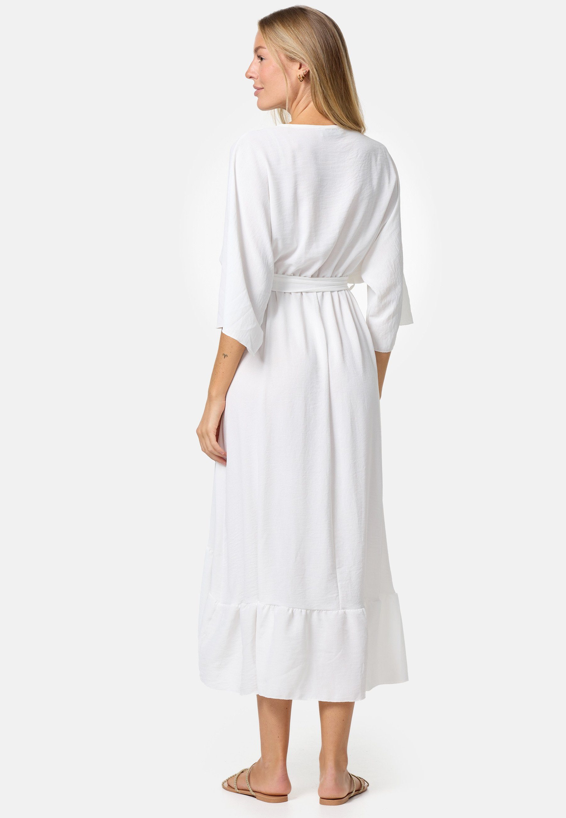 Rayshyne Maxikleid RS32 (Midi Strand Sommerkleid Optik Wickelkleid in Einheitsgröße)
