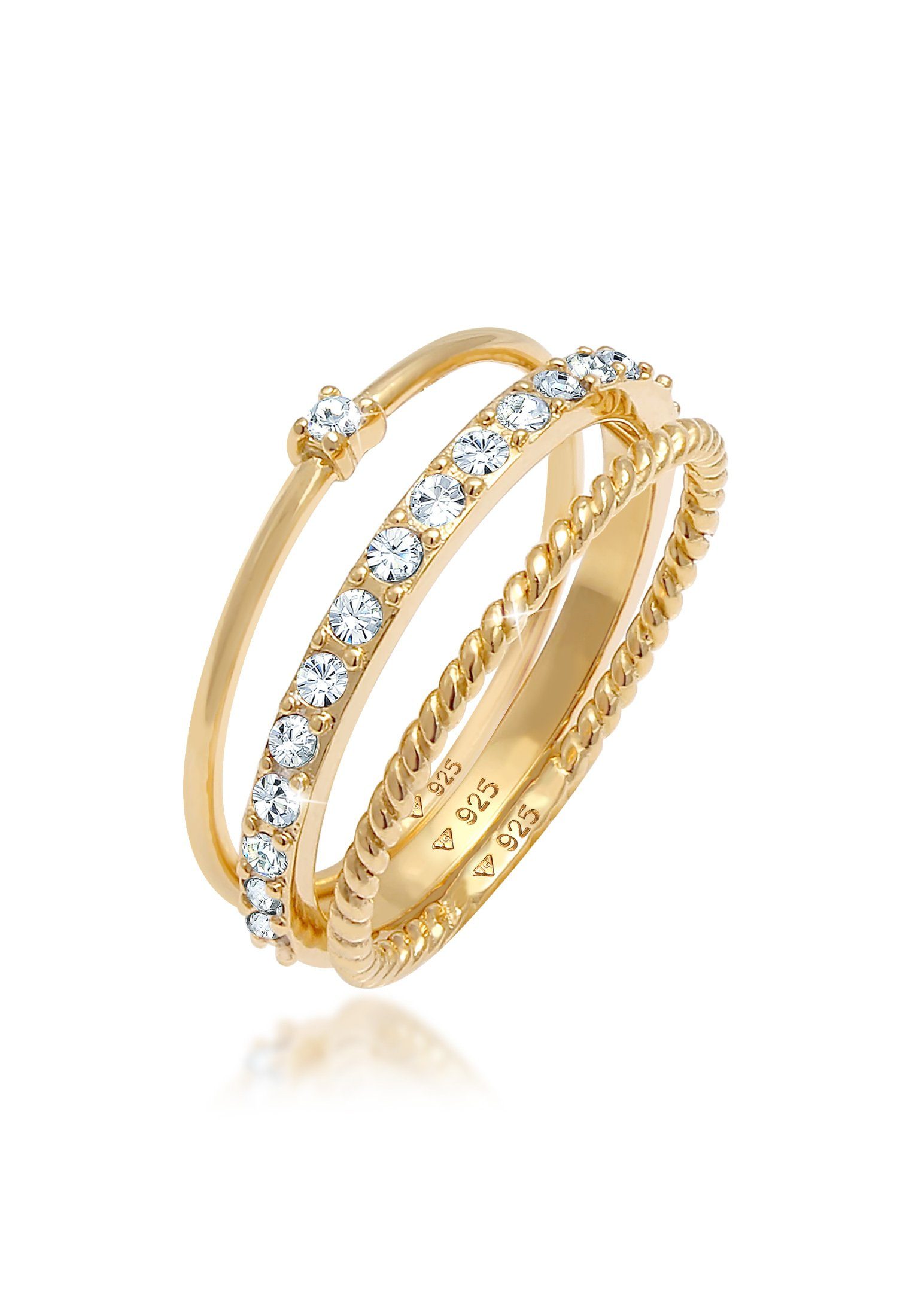 Elli Solitärring Kristalle Ringset (3 tlg) günstig online kaufen