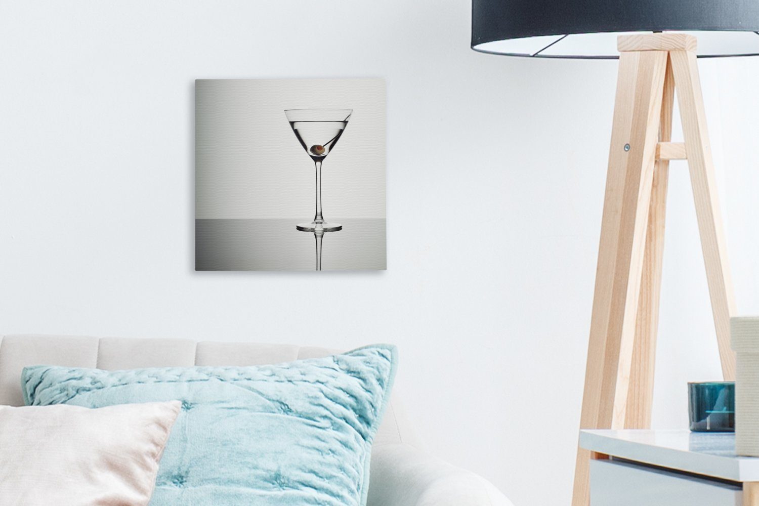 Bilder (1 St), Schlafzimmer Glas grüner für Leinwand Leinwandbild mit Olive, im OneMillionCanvasses® Martini Wohnzimmer