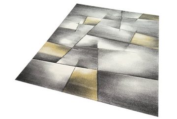 Teppich Teppich Kurzflor Wohnzimmerteppich karo abstrakt pastell gelb grau, Carpetia, rechteckig, Höhe: 13 mm