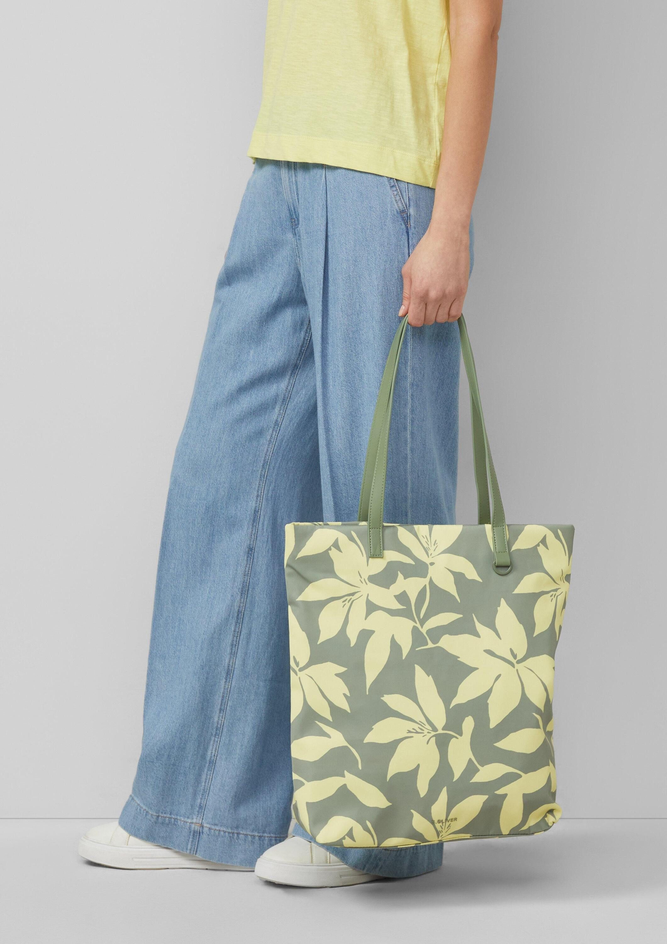 s.Oliver Shopper Tasche, Floral gemusterte Tote-Bag aus Nylon