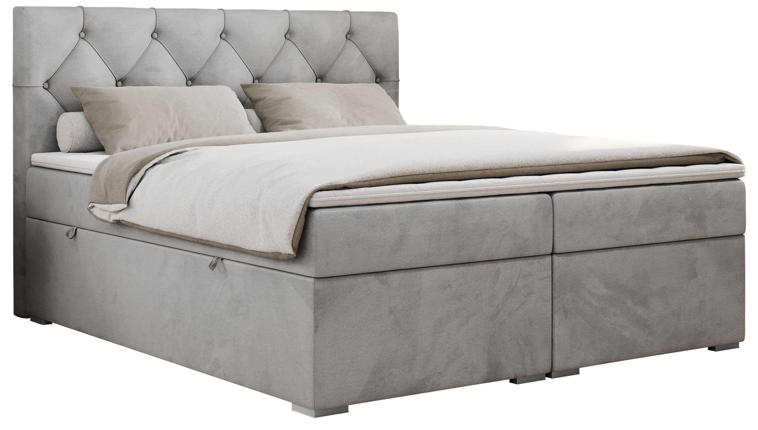 MKS MÖBEL Boxspringbett ALDA (Set, Packung, T30-Schaum, zwei Bettkästen, gepolsterte Kopfstütze), Doppelbett, Multipocket-Matratzen, Modern Bett