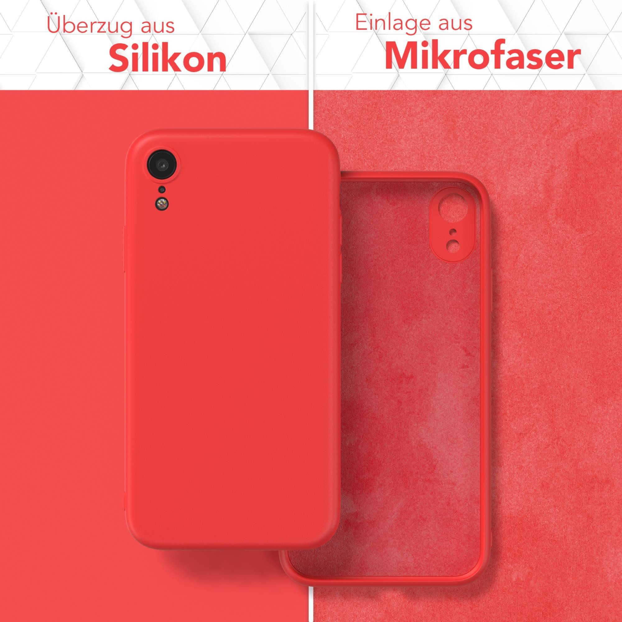 EAZY CASE Handyhülle für Apple iPhone XR Hülle Silikon 6,1 Zoll, Silikon Schutzhülle mit Kameraschutz stoßfest handycover elastisch Rot