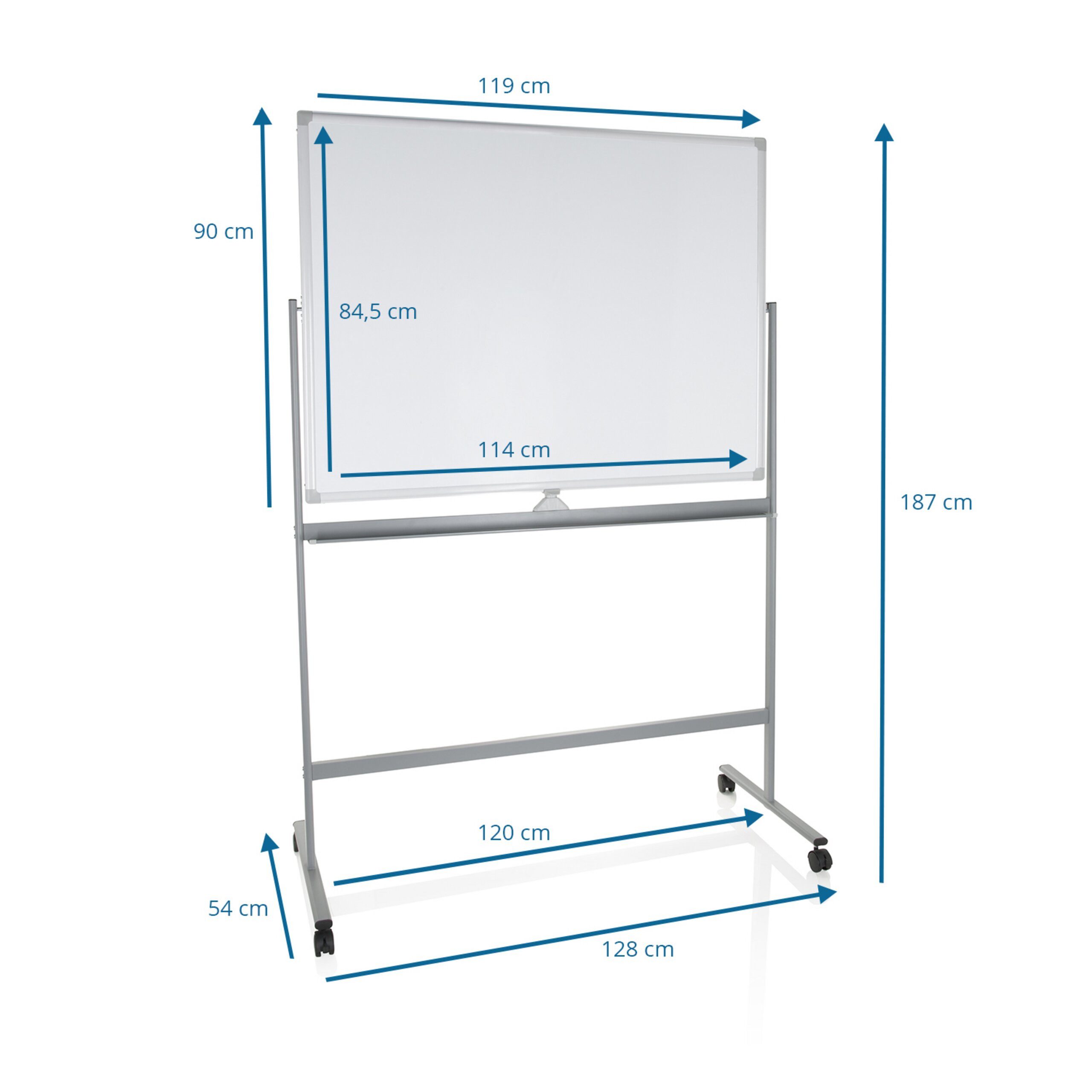 hjh OFFICE Magnettafel Whiteboard Multiboard I Stahl, zweiseitig, mit weißer Magnetseite