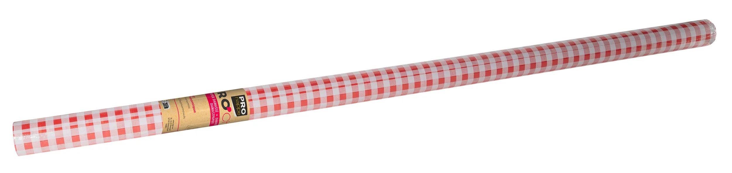PROnappe Tischband 8x Papiertischdecke auf Rolle 10x1,18m Vichy Rot R481070I, Nappes rouleaux papier damassé