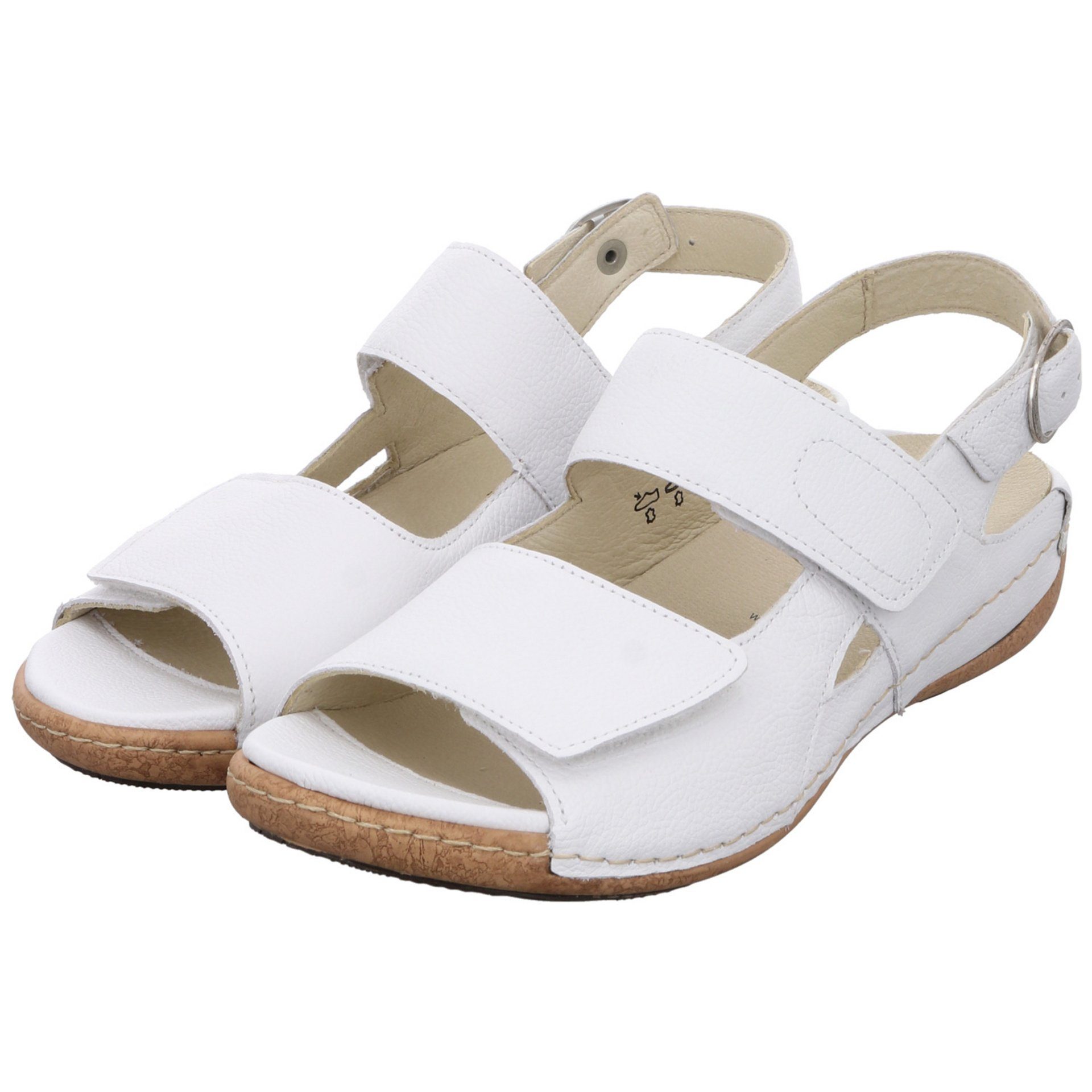 Damen Heliett Lederkombination Sandalette Riemchensandalen weiss Waldläufer Sandale