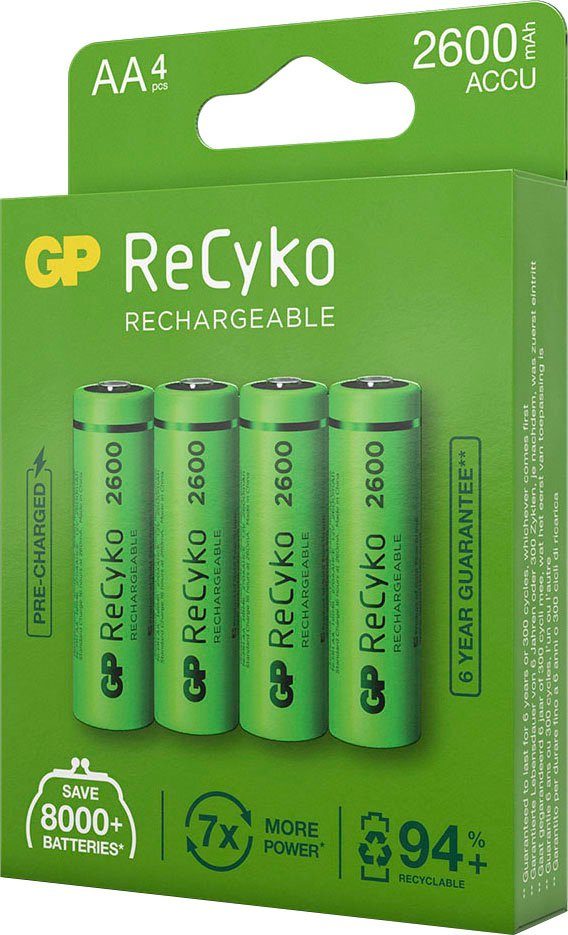 GP Batteries 4er-Pack ReCyko Akkus 270AAHC Batterie, (4 St)