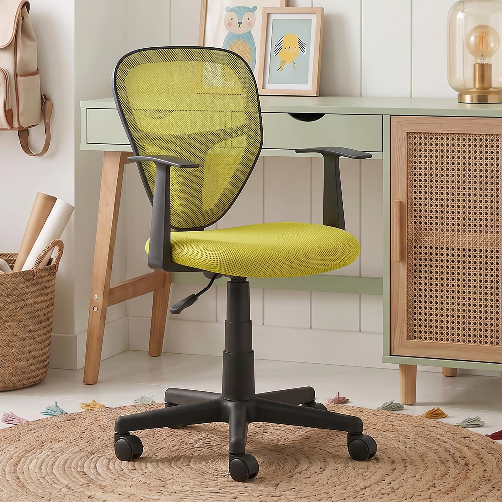 IDIMEX Schreibtischstuhl STUDIO, für Kinder, ergonomisch geformt, höhenverstellbar mit Armlehnen Gelb