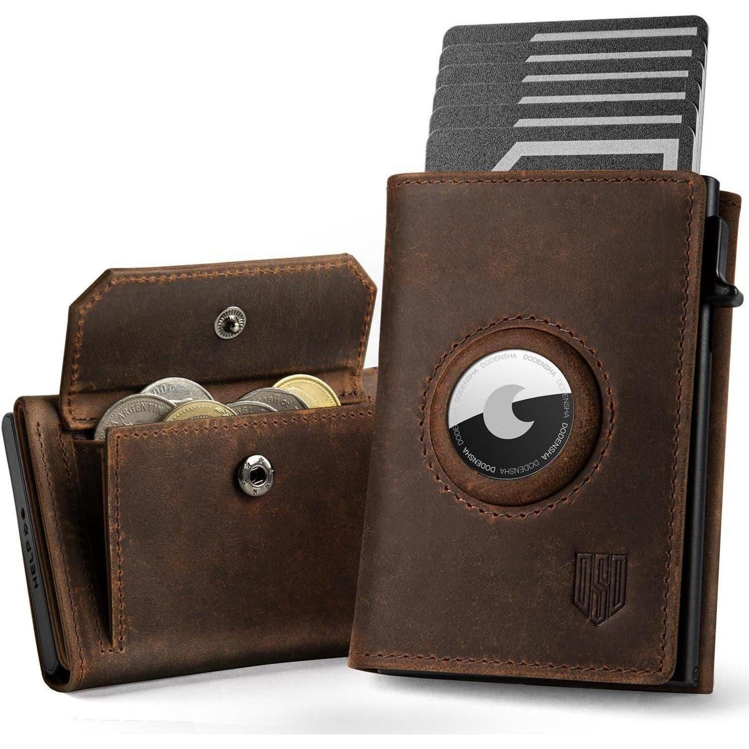 LuxusKollektion Geldbörse Smart Wallet Herren mit XL Münzfach und RFID Schutz