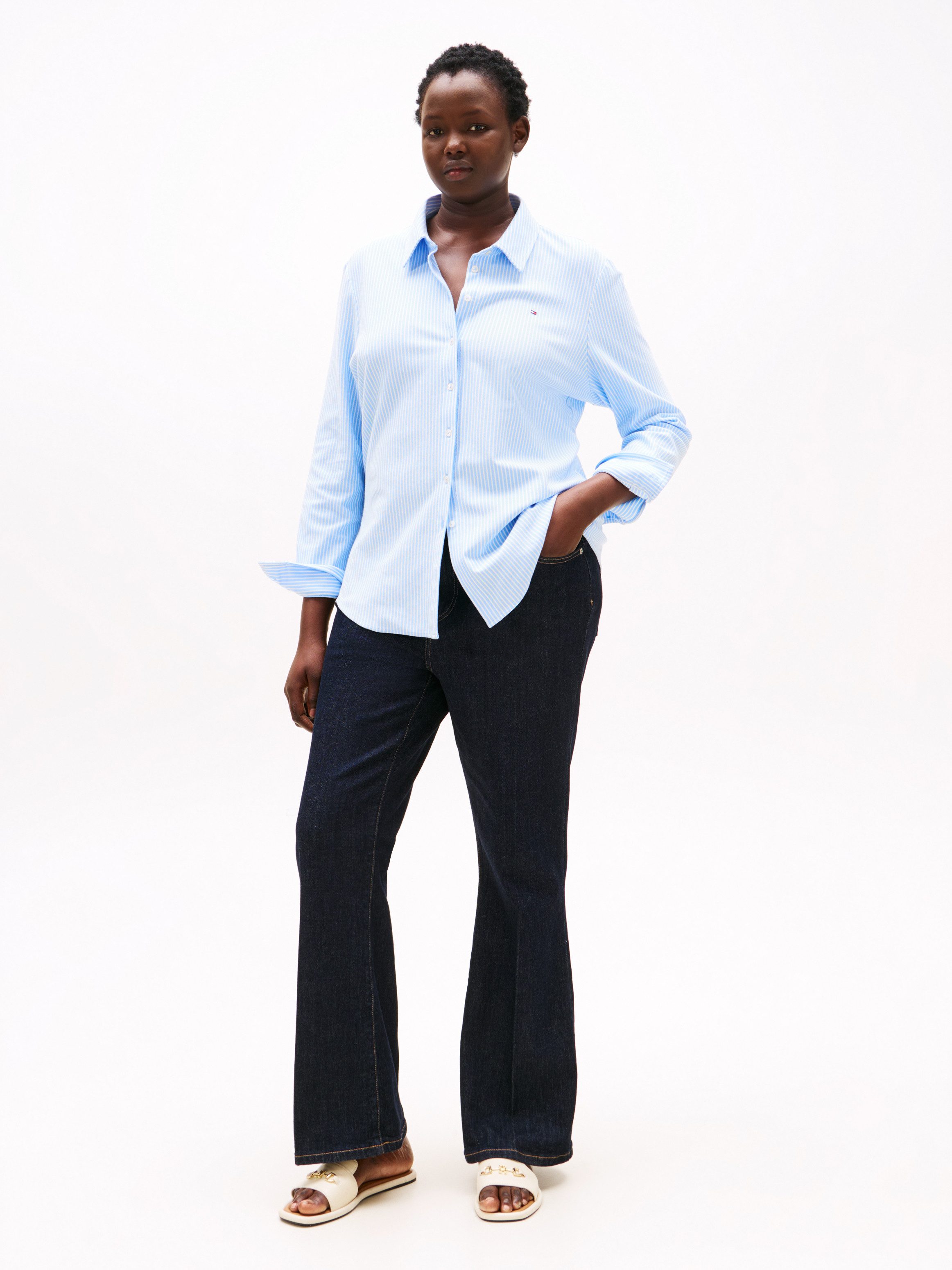 Tommy Hilfiger Curve Langarmbluse CRV 1985 SLIM PIQU in großen Größen, aus günstig online kaufen