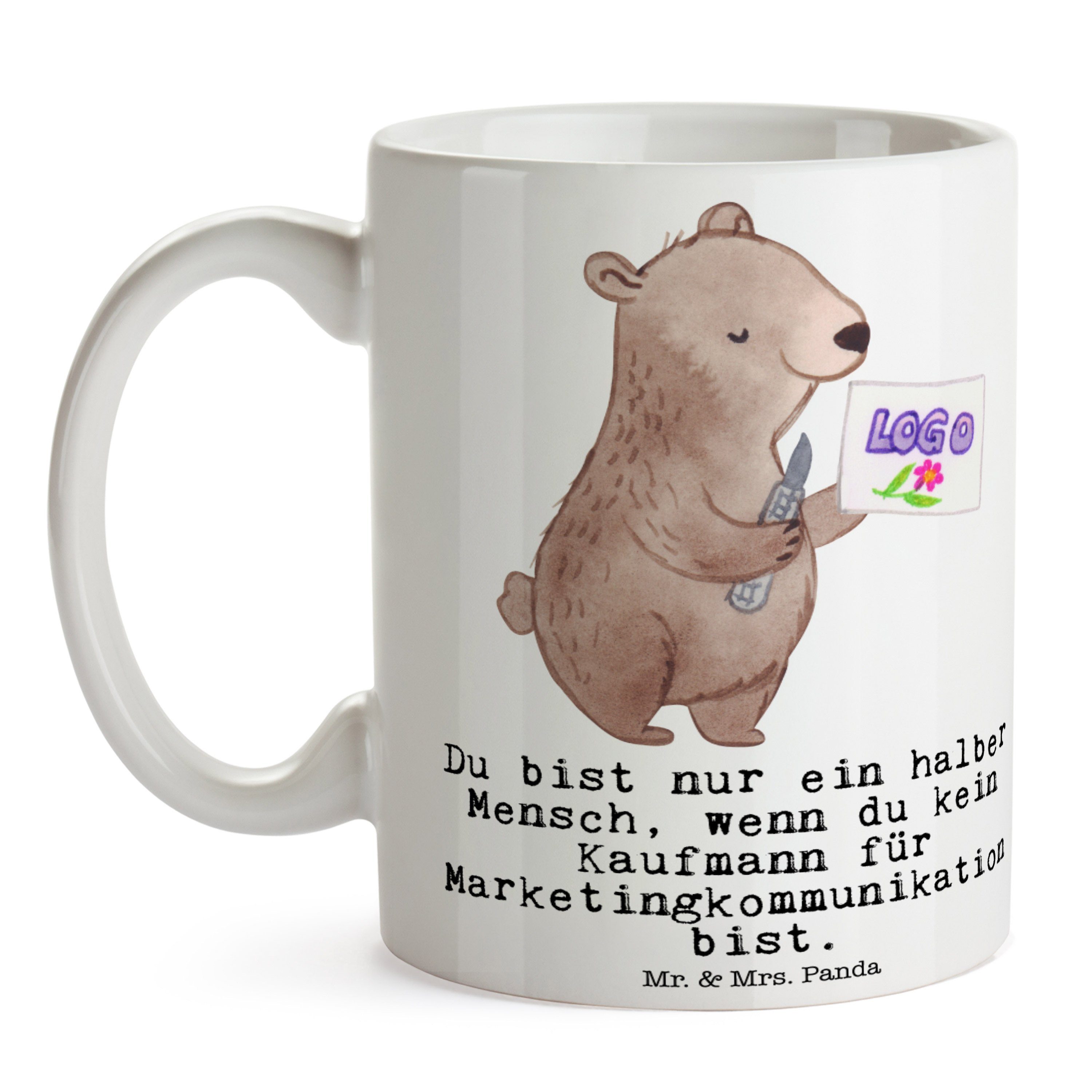 Mr. & Beche, Keramik - Geschenk, Mrs. für Kaufmann - Weiß Tasse Panda Marketingkommunikation Herz mit