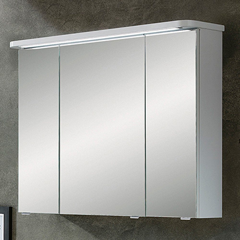 Lomadox Spiegelschrank FES-4005-66 weiß inkl. LED - 90-92/72,2/17-24cm