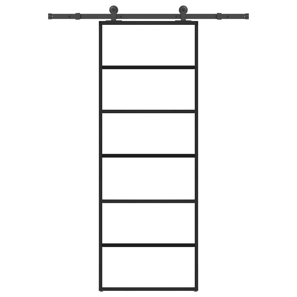 vidaXL Haustür Schiebetür mit Beschlag 76x205 cm ESG-Glas & Aluminium (1-St)